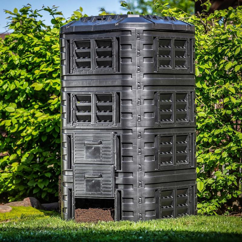 Kadax Modular Garden Compost Bin 1260l Frost-resistant Black Composter