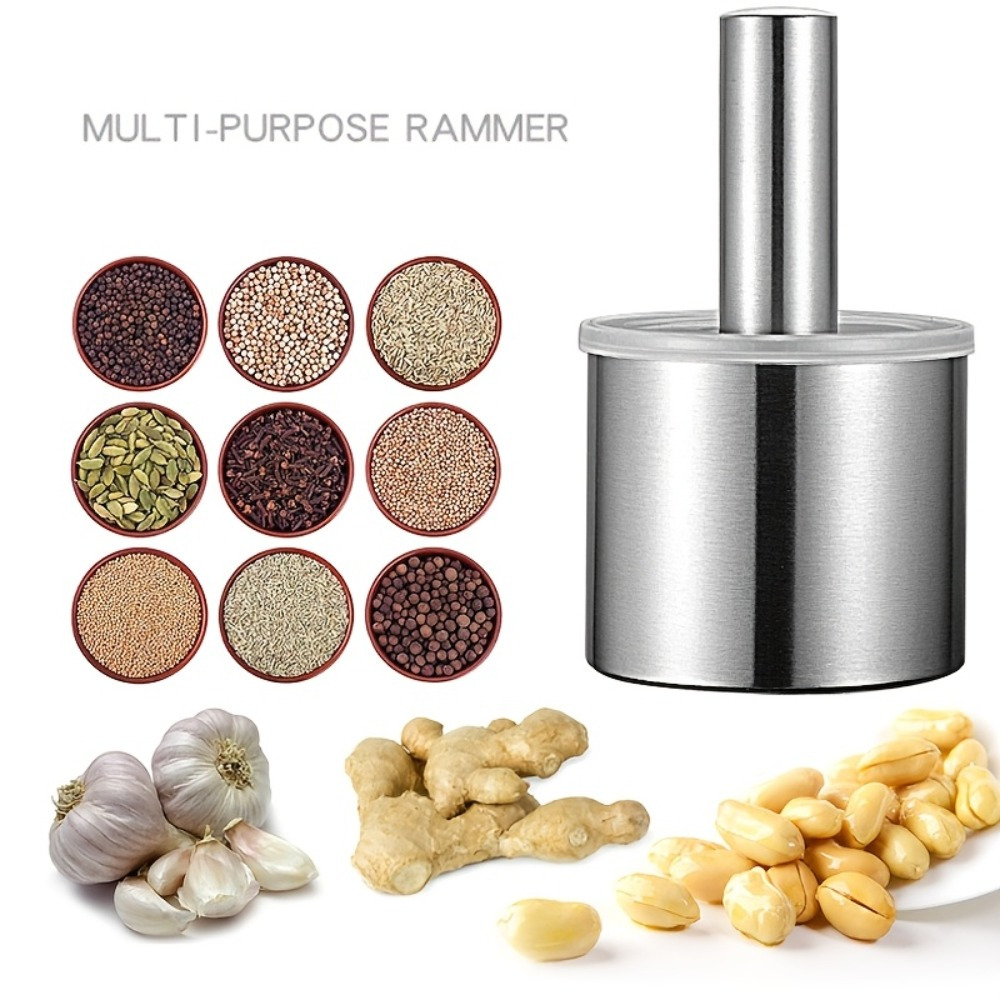 TEMU Stainless Steel Garlic Ginger Grinder Manual Spice Masher, Multifunctional Hand For Nuts Pepper Herbs Kitchen Grinding Tool