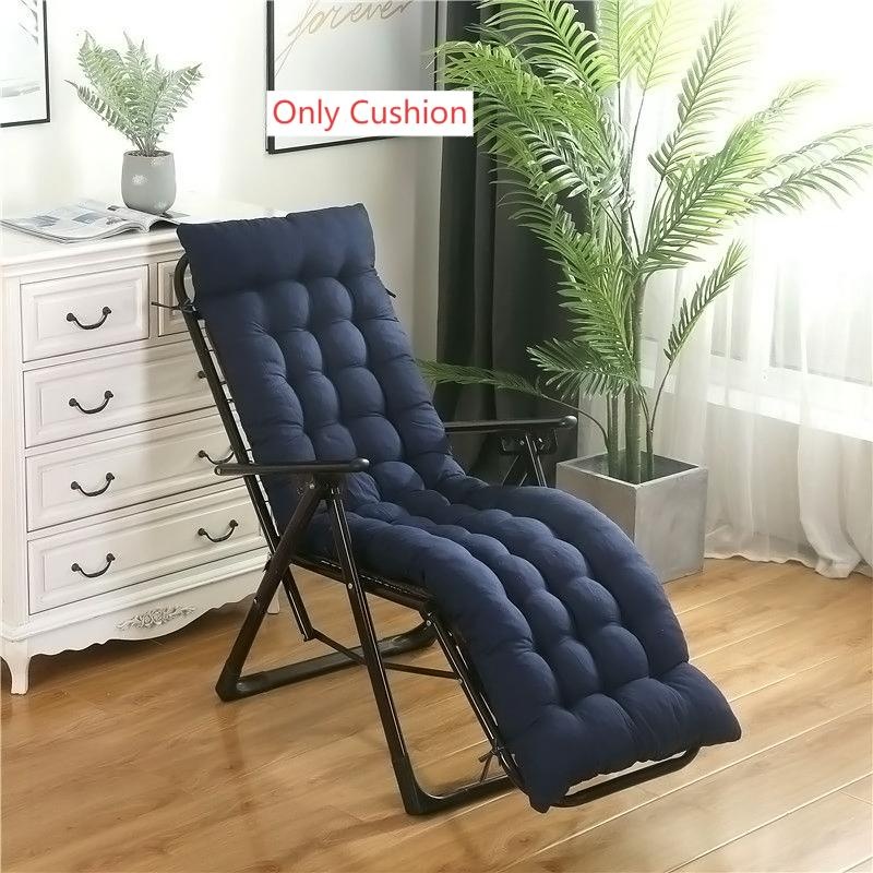 1pc dark blue thick comfortable lounge chair cushion 63 x20 160x50cm seat pad for home recliner folding chair sun lounger daybed beach chair machine washable easy clean non slip outdoor indoor seat cushion only