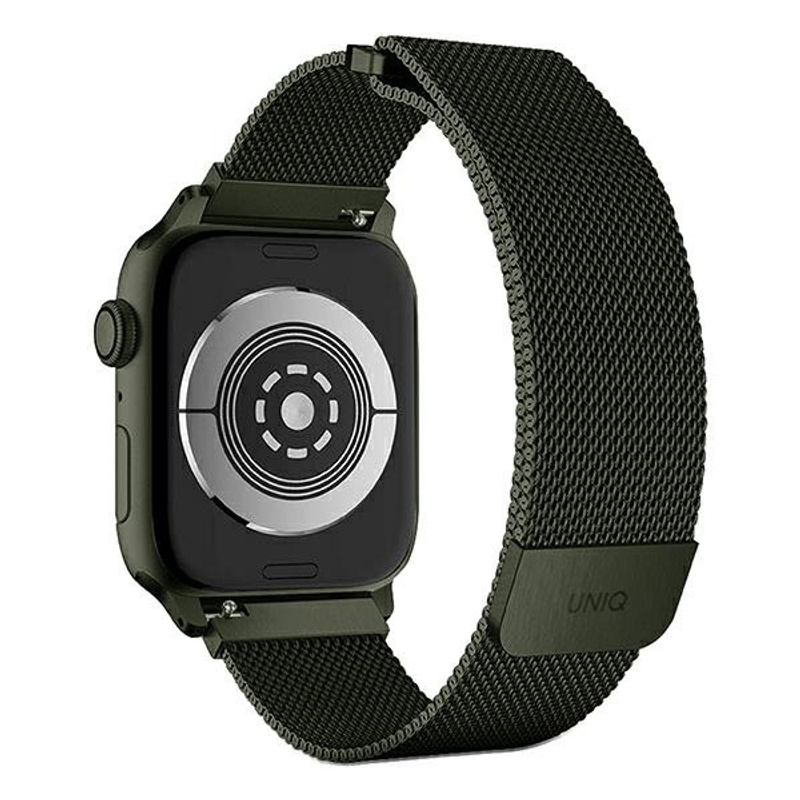 Strap for Apple Watch UNIQ Dante Stainless Steel 42,44,45Mm, Green, Compatible with Apple Watch Series 1-9, SE, SE2 - High Quality, Elegant Design