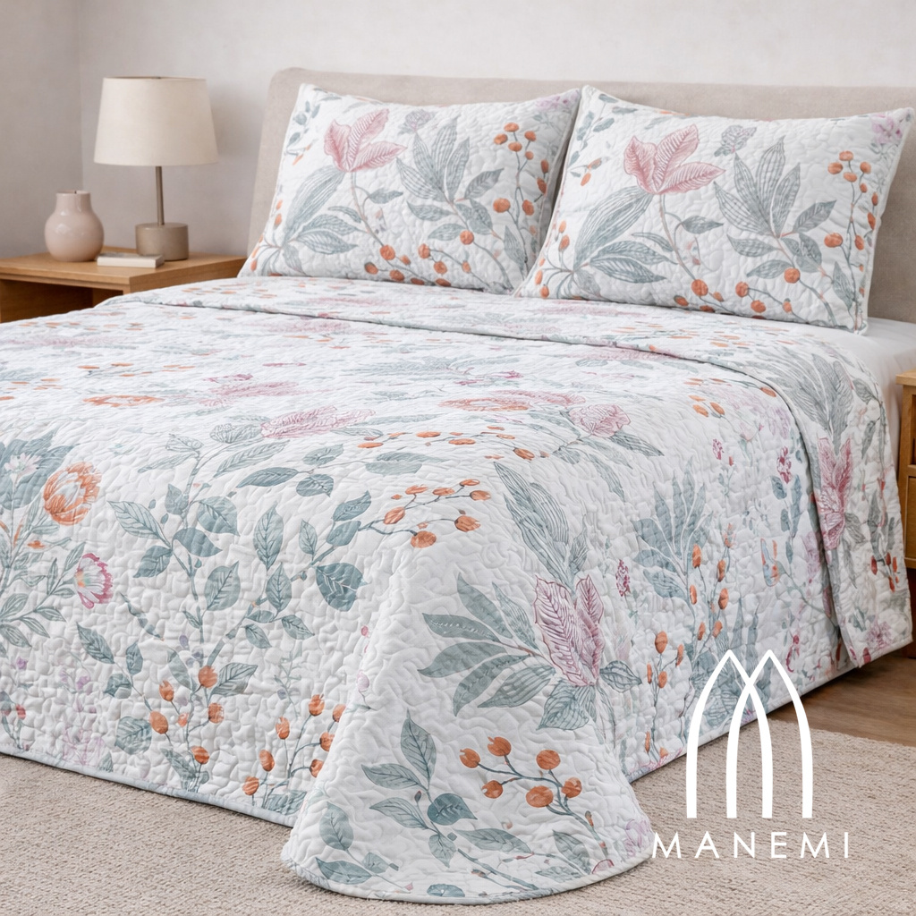 TEMU MANEMI - Colcha para verano y - Colcha para cama inluye 1 o 2 de cojin ,Colcha cubre cama 100% poliester, y transpirable. El diseño de la de