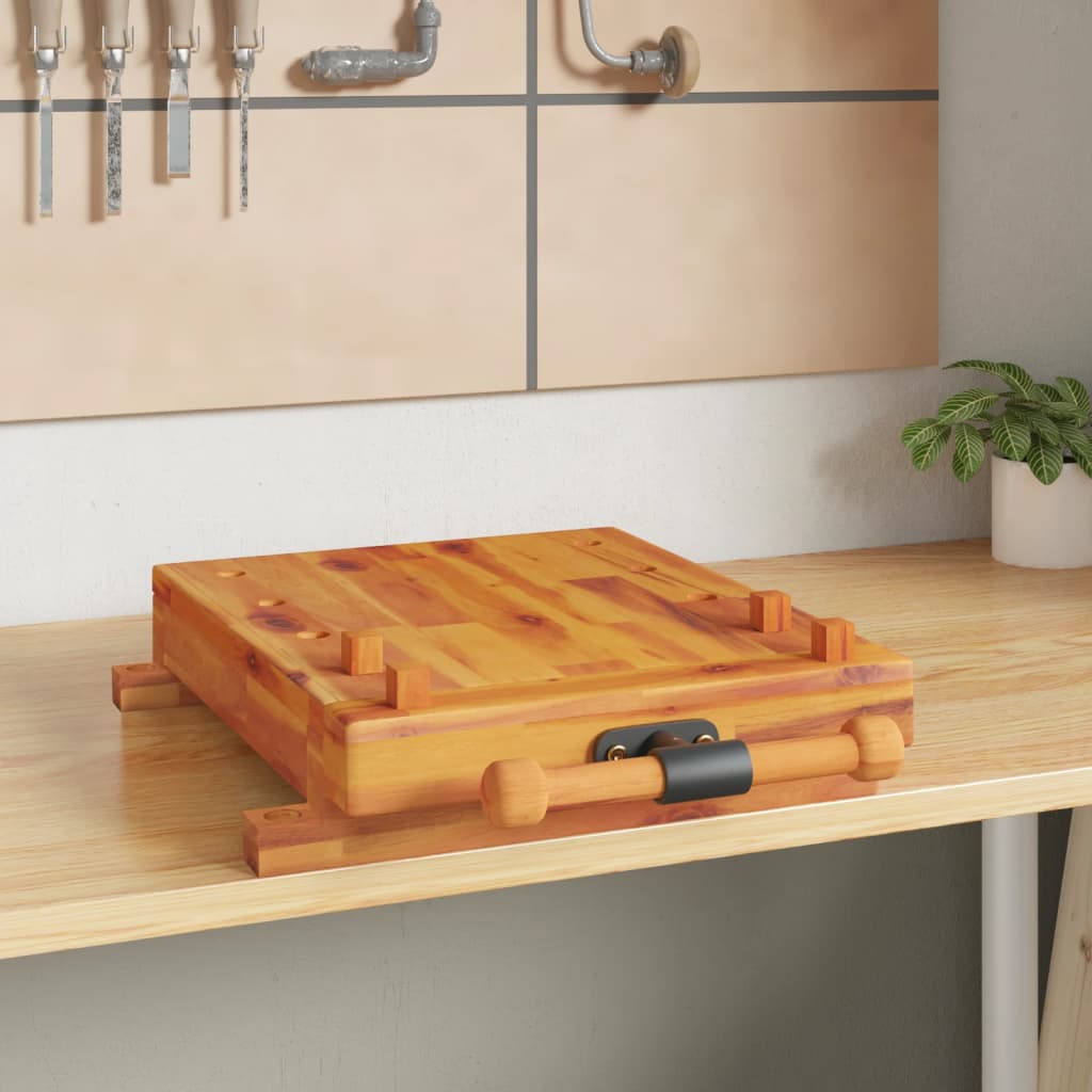 Vidaxl Workbench Top With Vice, Table Top For Workbench Workshop Table, Worktop With 4 Stops, Replacement Top Workbench, Solid Wood Acacia