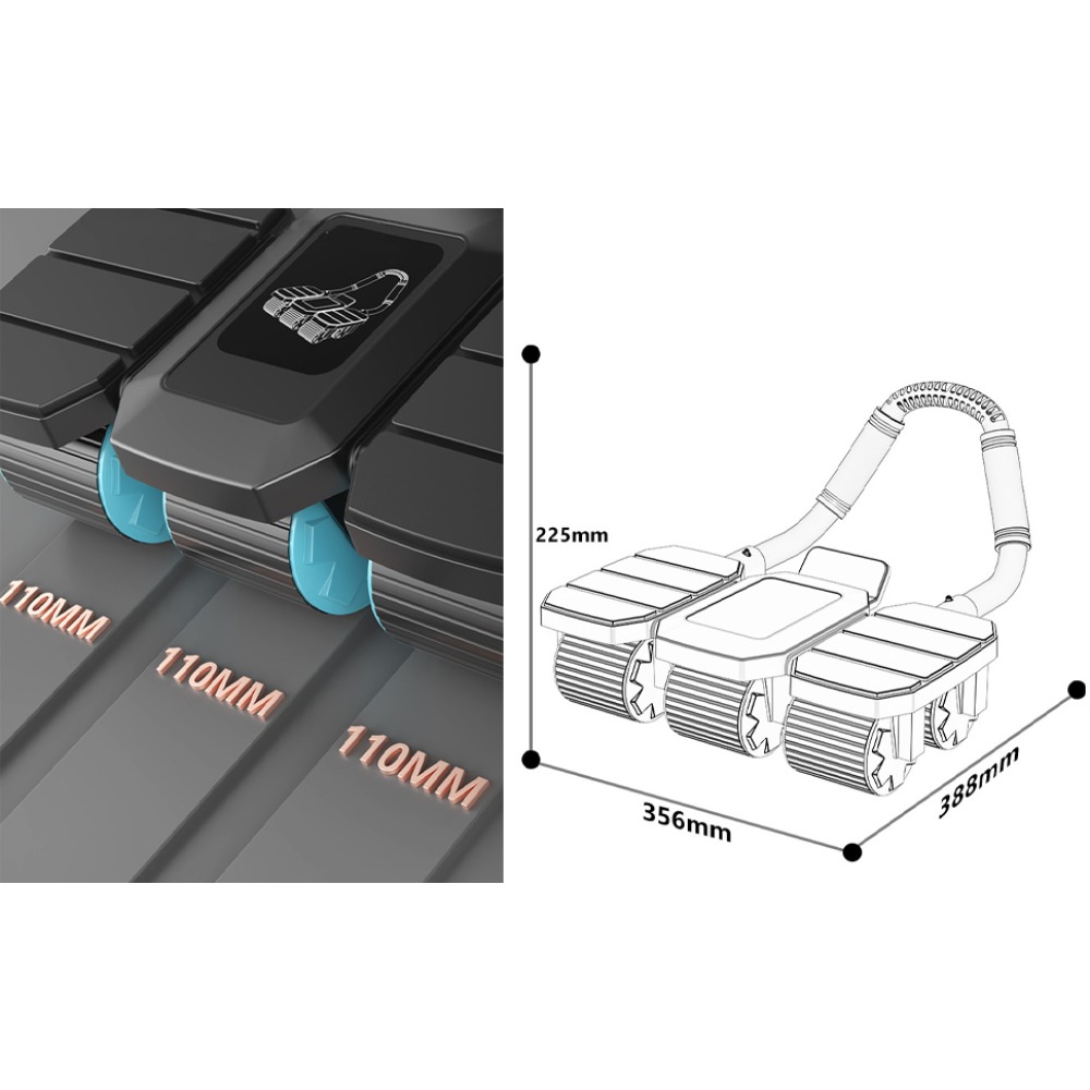 Rouleau abdominal à rebond automatique et stabilité à 6 roues, roue d'entraînement des muscles abdominaux pour l'entraînement du noyau, entraîneur de noyau robuste de 150 kg, avec support de téléphone