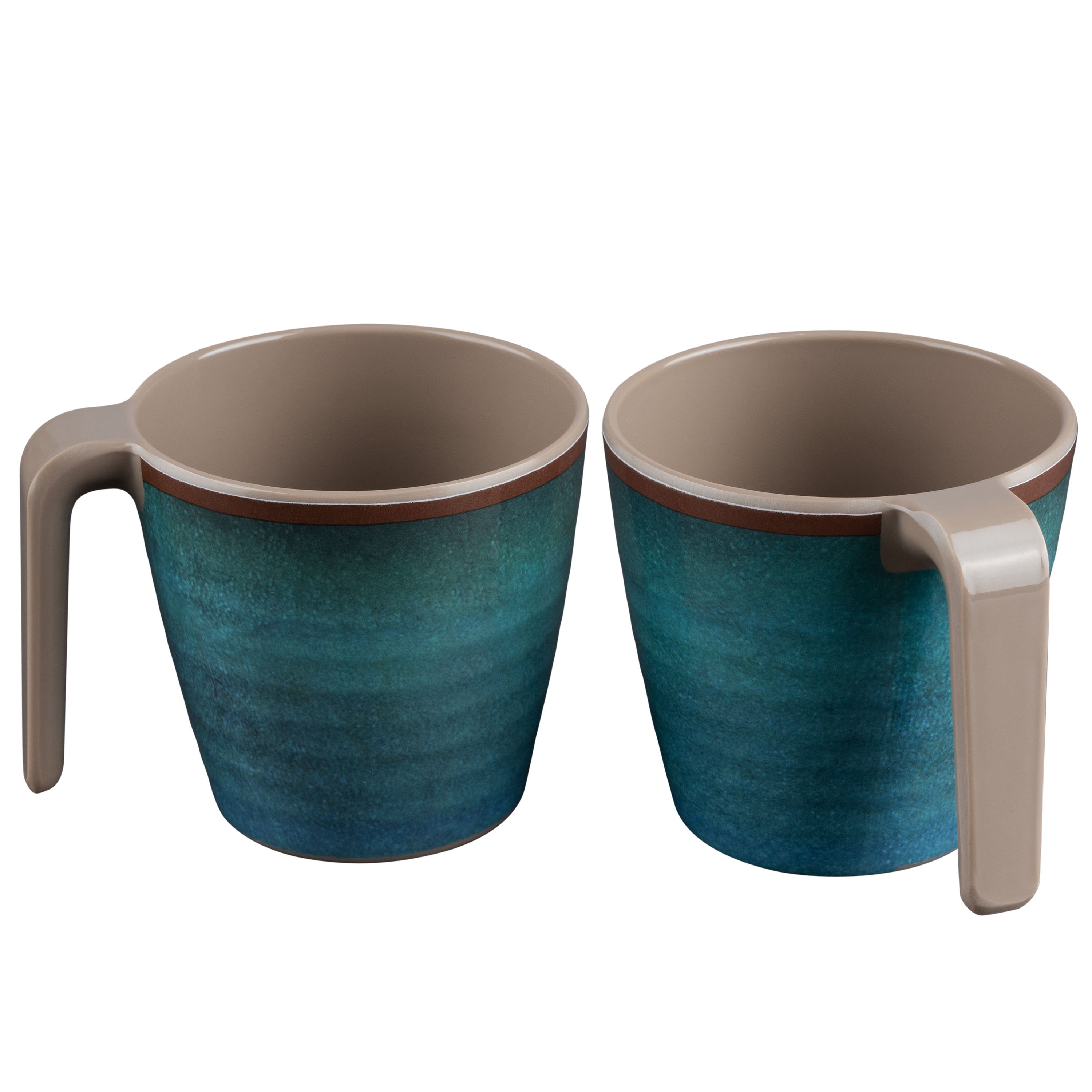 2pcs Of Melamine Cups 350 Ml Ideal For Camping - Green - Stackable - 2 People Stoneware Optic Drinking Cups Coffee Cups