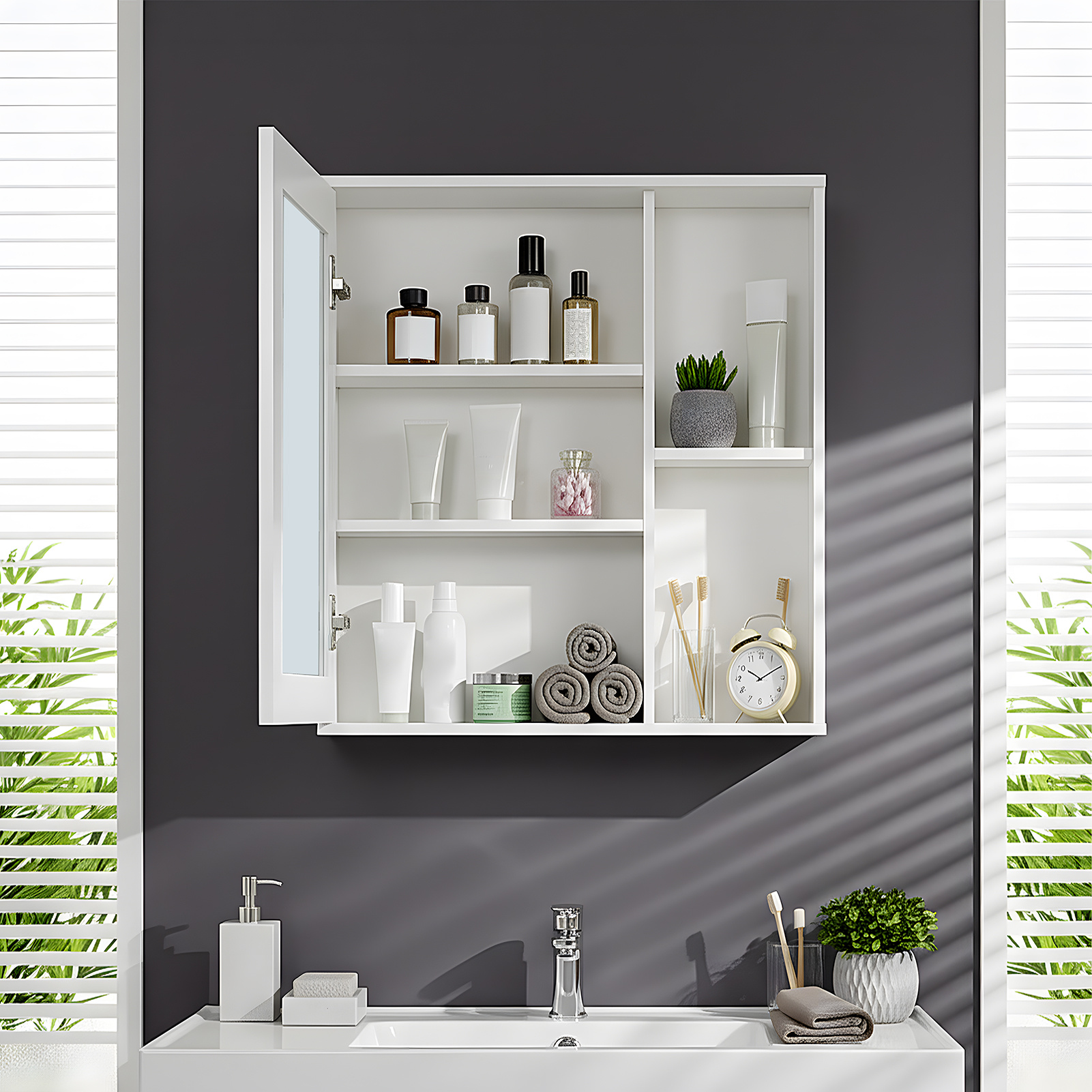 Bathroom Wall Cabinet with Mirror and Adjustable Shelves