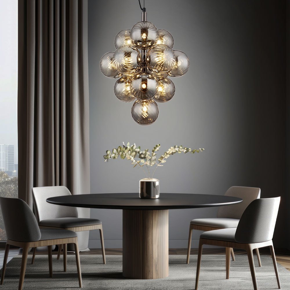 Pendant Light Hanging Lamp Dining Table Light Glass 13-flame Smoke Cm