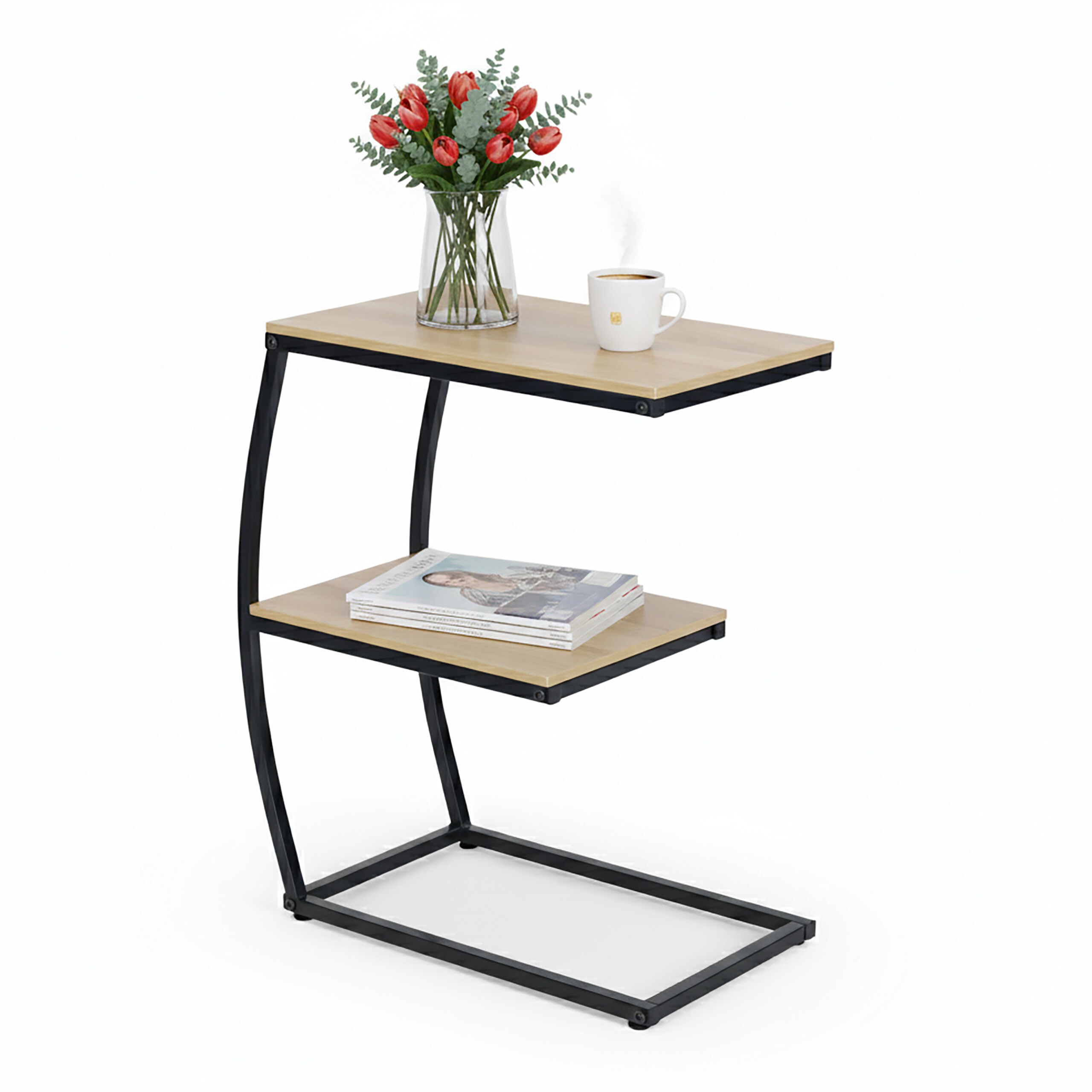 Side Table In Wood Look/black - (w)47.5 X (h)58.5 X (d)25 Cm