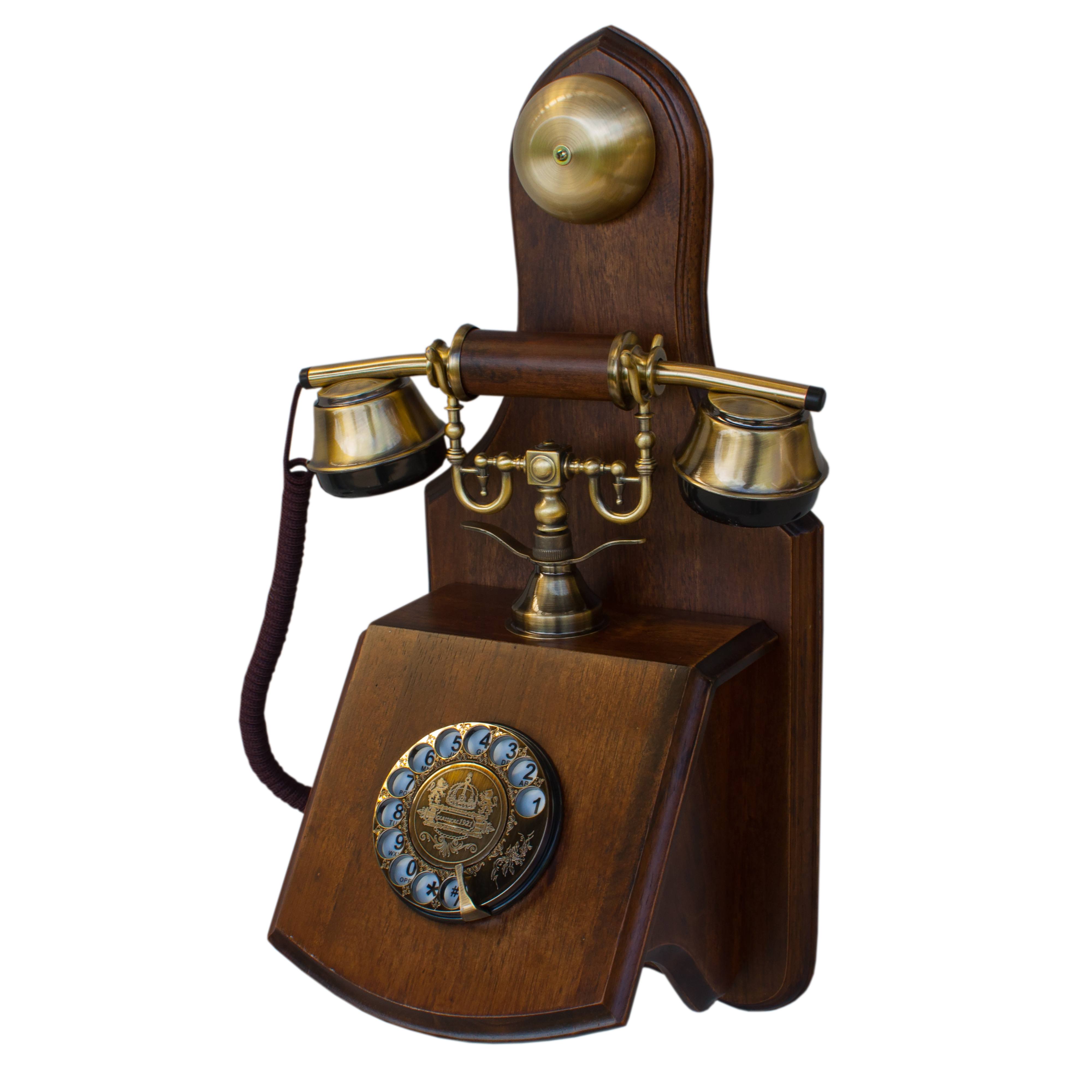 Image of Opis 1921 Cable Model D: Wall Mounted Desktop Retro Landline Rotary Phone Of An Vintage Dial House Telephone