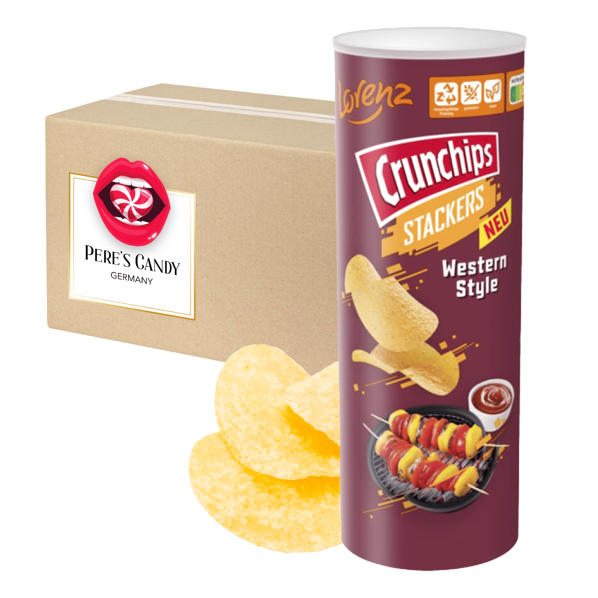 5-pack Lorenz Crunchips Stackers Western Style Flavor, 175g Each