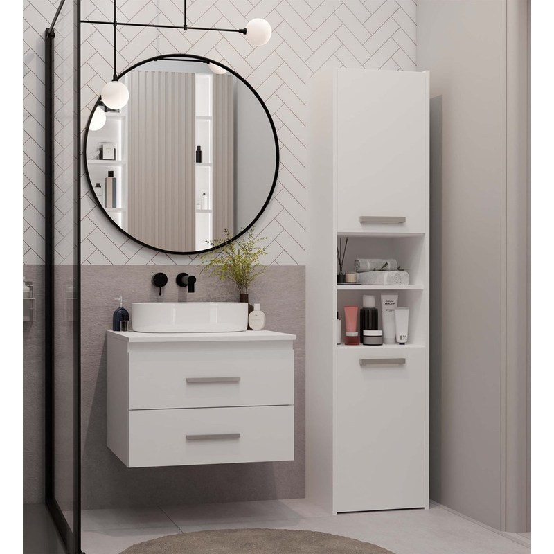 Heinrich Wb60 Bathroom Cabinet With 2 Functional Drawers, No Cutouts