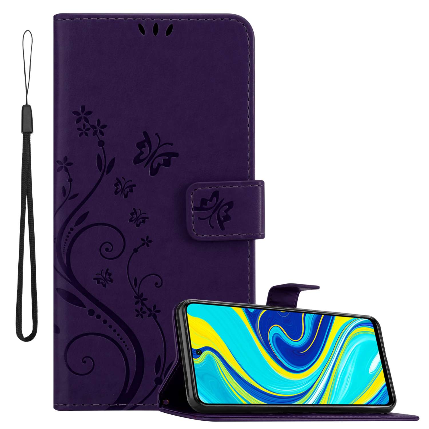 Compatible Case With Xiaomi Redmi Note 9 Pro / Note 9s Case Protective Case In With Magnetic Closure, Stand Function And Card Slots Flip Case Flower Cover Phone Flip Phone Case Book Bag.