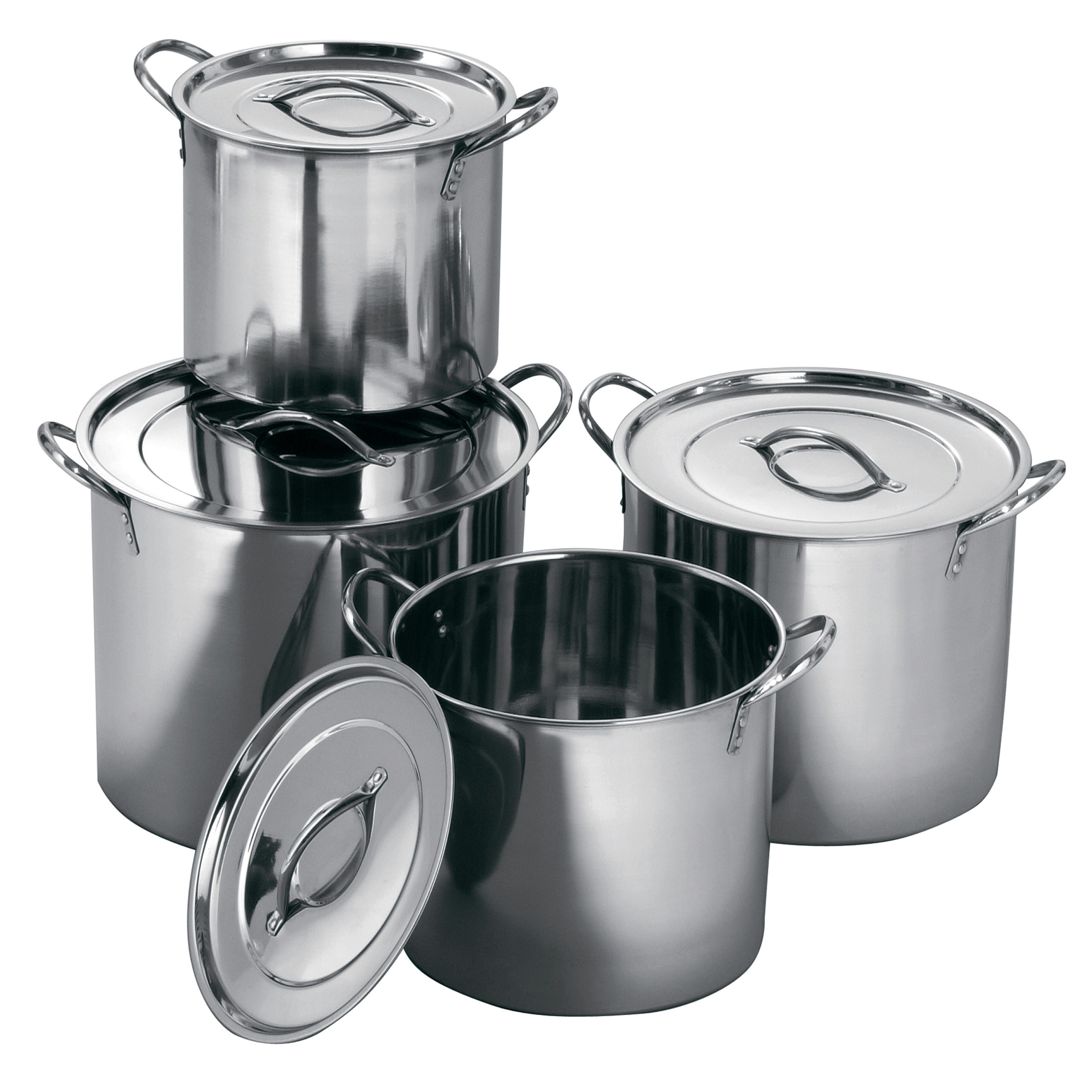 TEMU By Premier 4pcs Stainless Steel Set, Stainless Steel With Twin Handles, Pots With Lid For Cooking