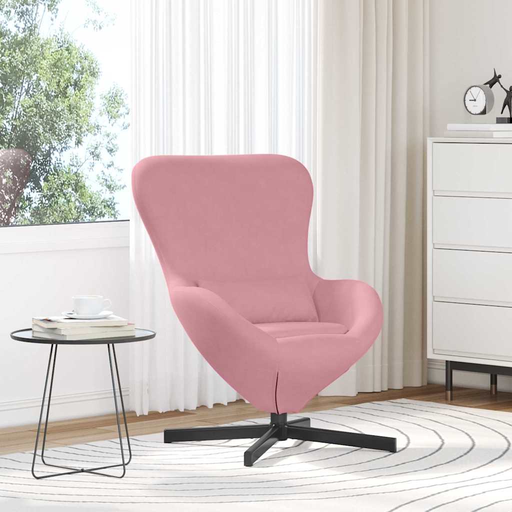 Vidaxl Ergonomic Velvet Pink Armchair With Padded Armrests For Indoors | Modern, Stylish For Living Room And Lounge, Egg-swivel Chair For Relaxing At Home In The Bedroom