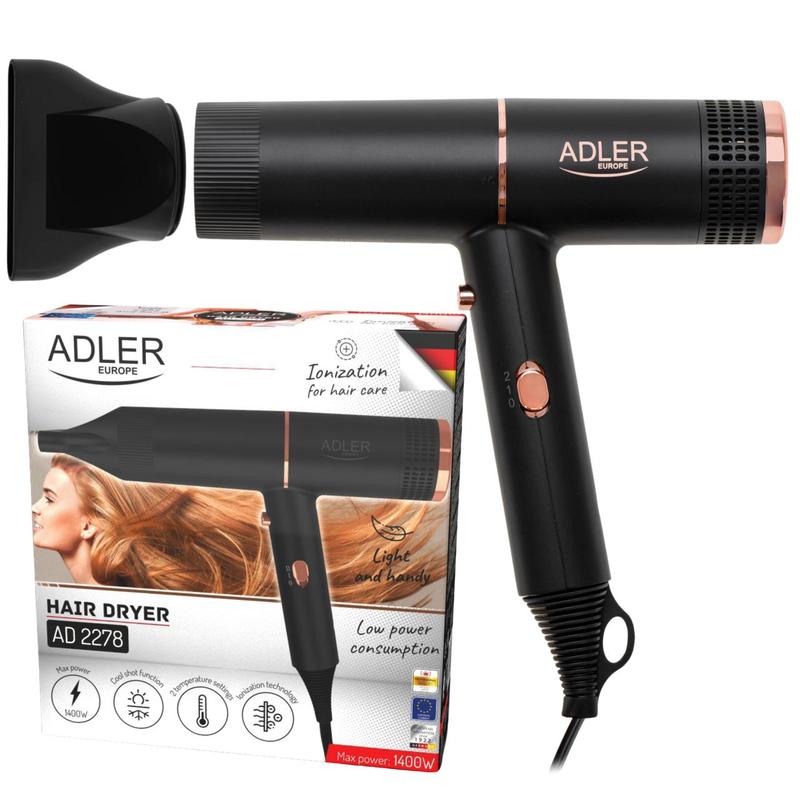 Image of Compact Hair Dryer With Ionization: Fast Drying, Ideal Styling Frizz Light, Portable And Powerful With Function.