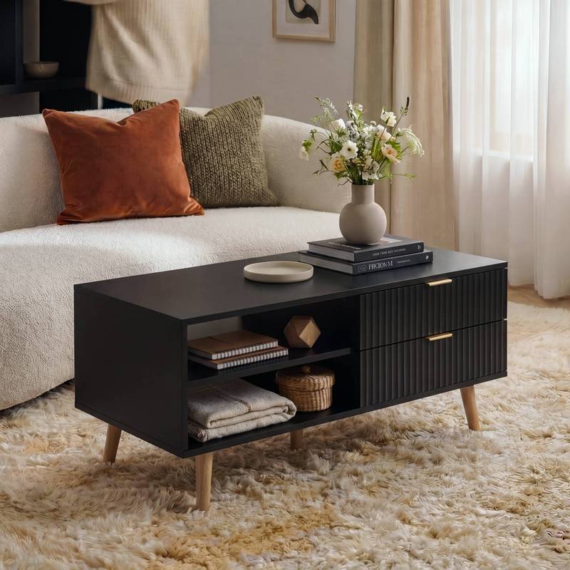 Image of Coffee Table With 2 Drawers, 100 X 50 X