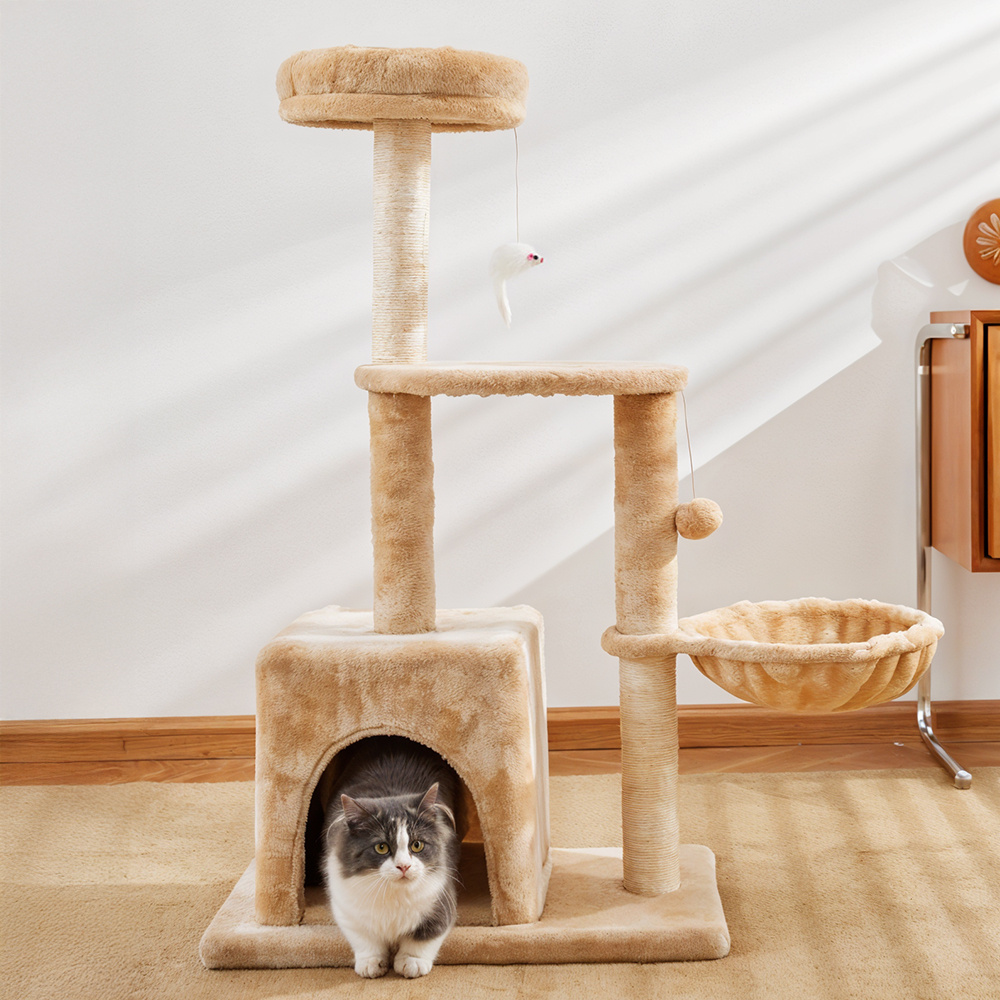 Multi-Level Cat Climbing Tower with Scratch Area