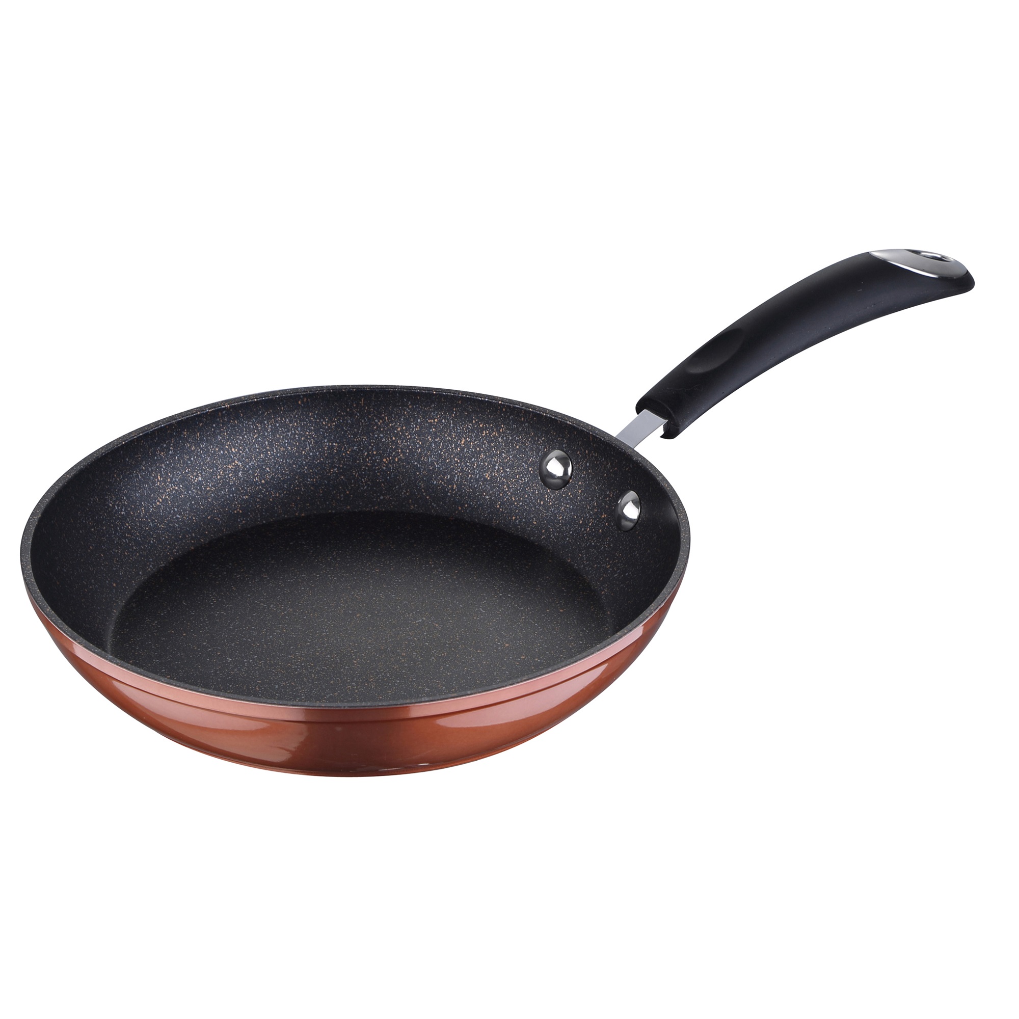 28 Cm X 5.2 Cm Aluminum Copper-colored Frying Pan With Silicone-coated Handle, Induction Compatible