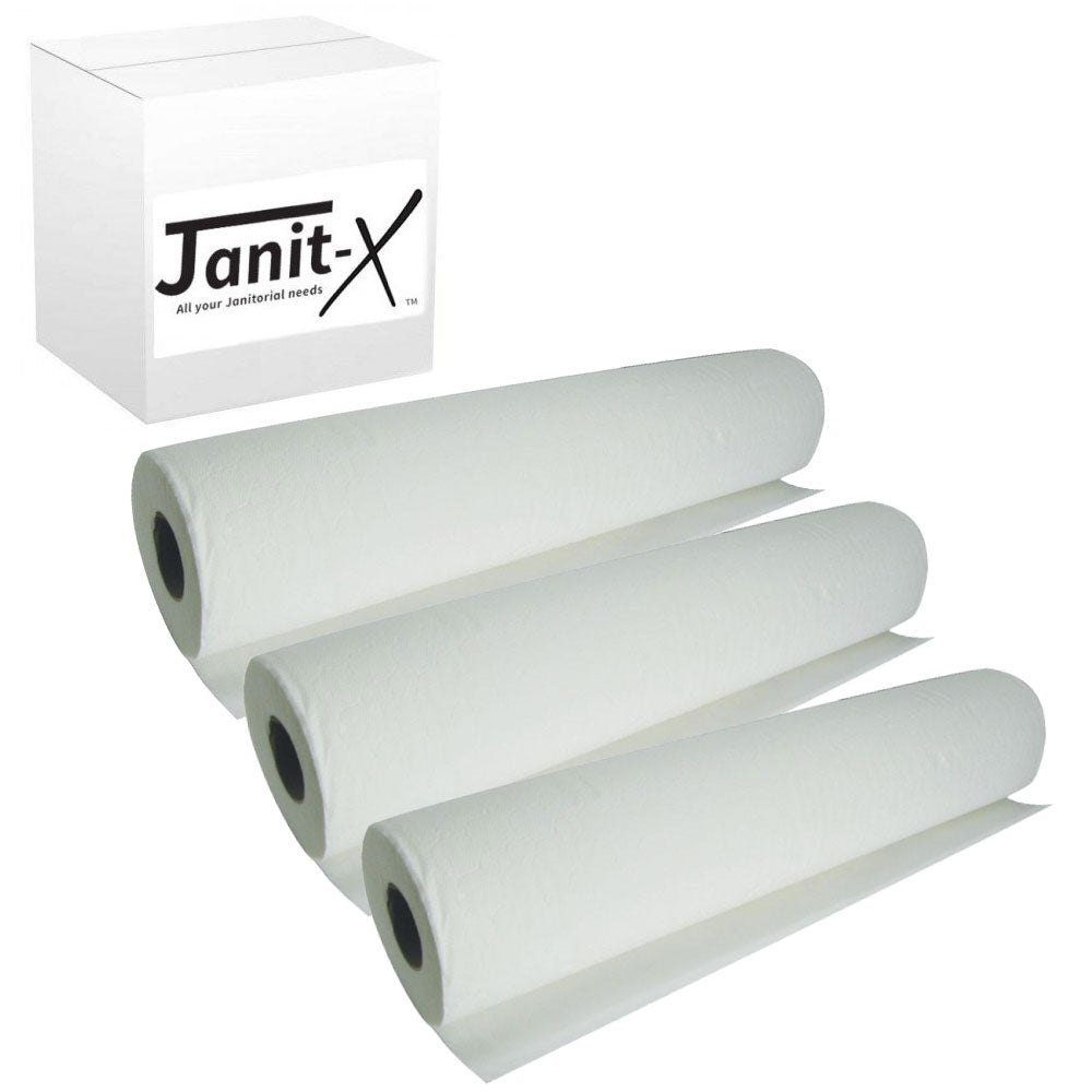 TEMU -x 10" 40m, White 2 Ply Hygiene Couch Roll - 6 Pack Bundle