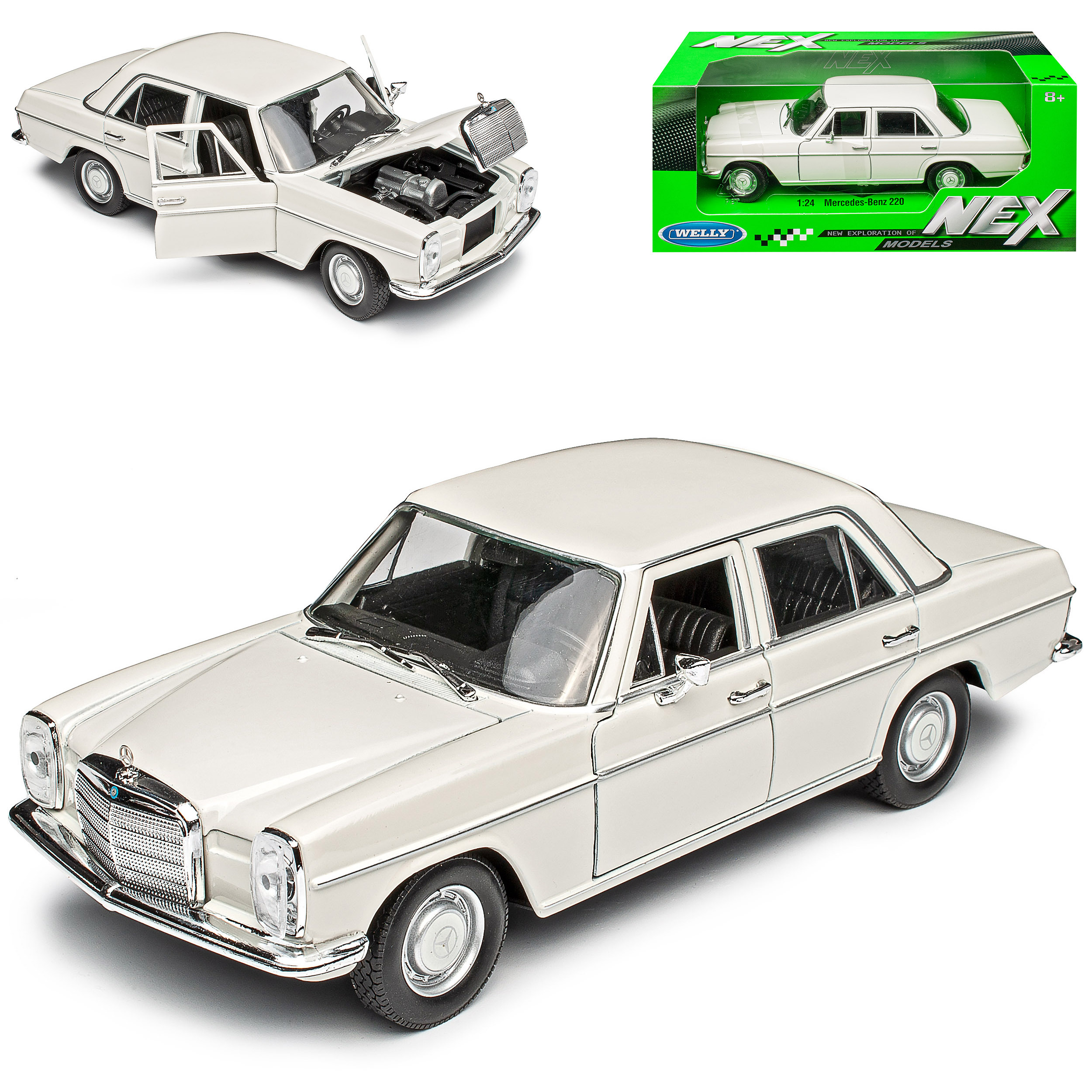 Image of Mercedes-benz 220 /8 Stroke Limousine Beige Cream White W114 W115 1967-1976 1/24 Welly Model Car