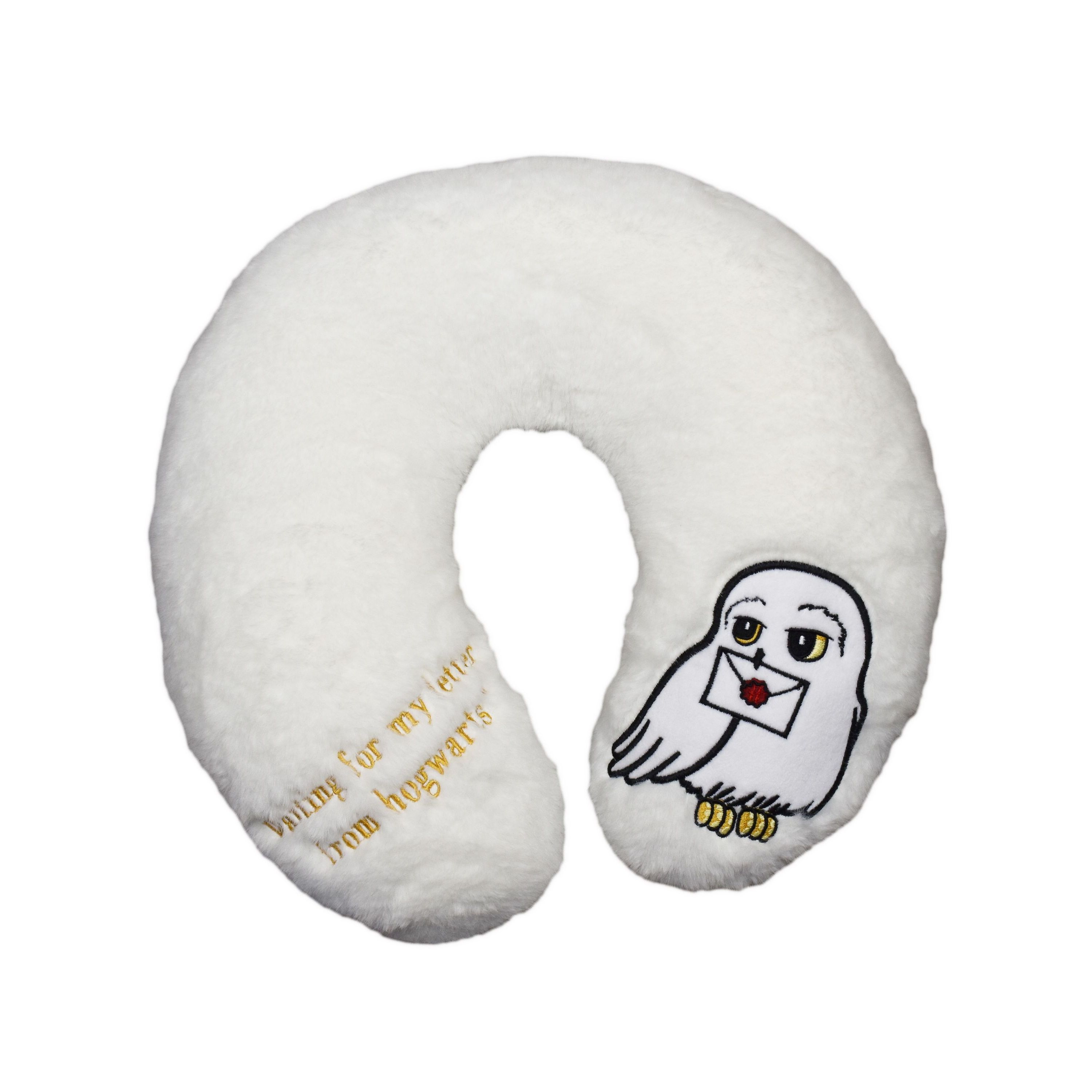 Image of - Hedwig Owl Travel Pillow Comfortable Travel Pillow Neck Horn Car Airplane White/black