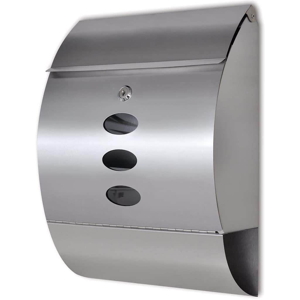 Wall-mounted Mailbox Stainless Steel Letterbox With Newspaper Compartment