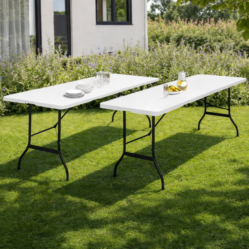 TEMU Lot de 2 tables pliantes d'appoint portables 180 cm pour camping ou réception