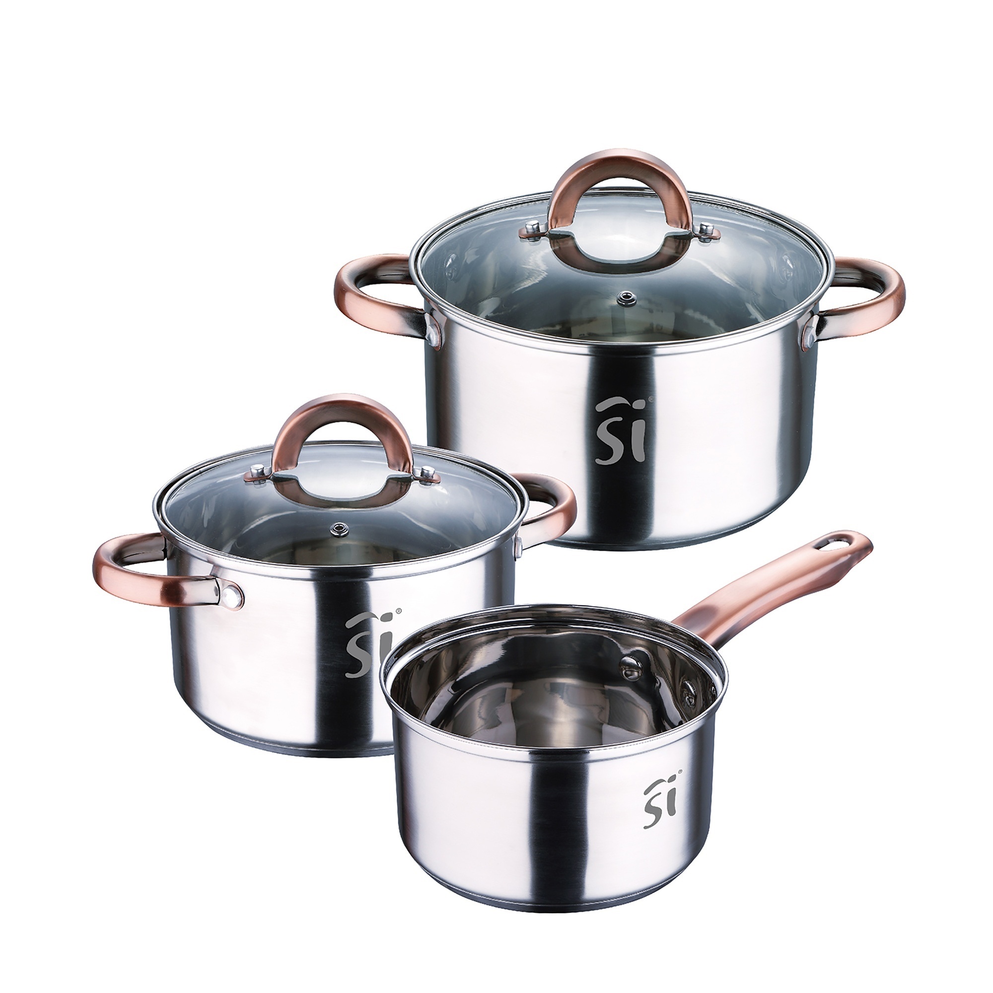5pcs Stainless Steel Drum Set Ø16/18/20 Suitable For Induction Collection + Frying Pans Ø16/20/24 Cm