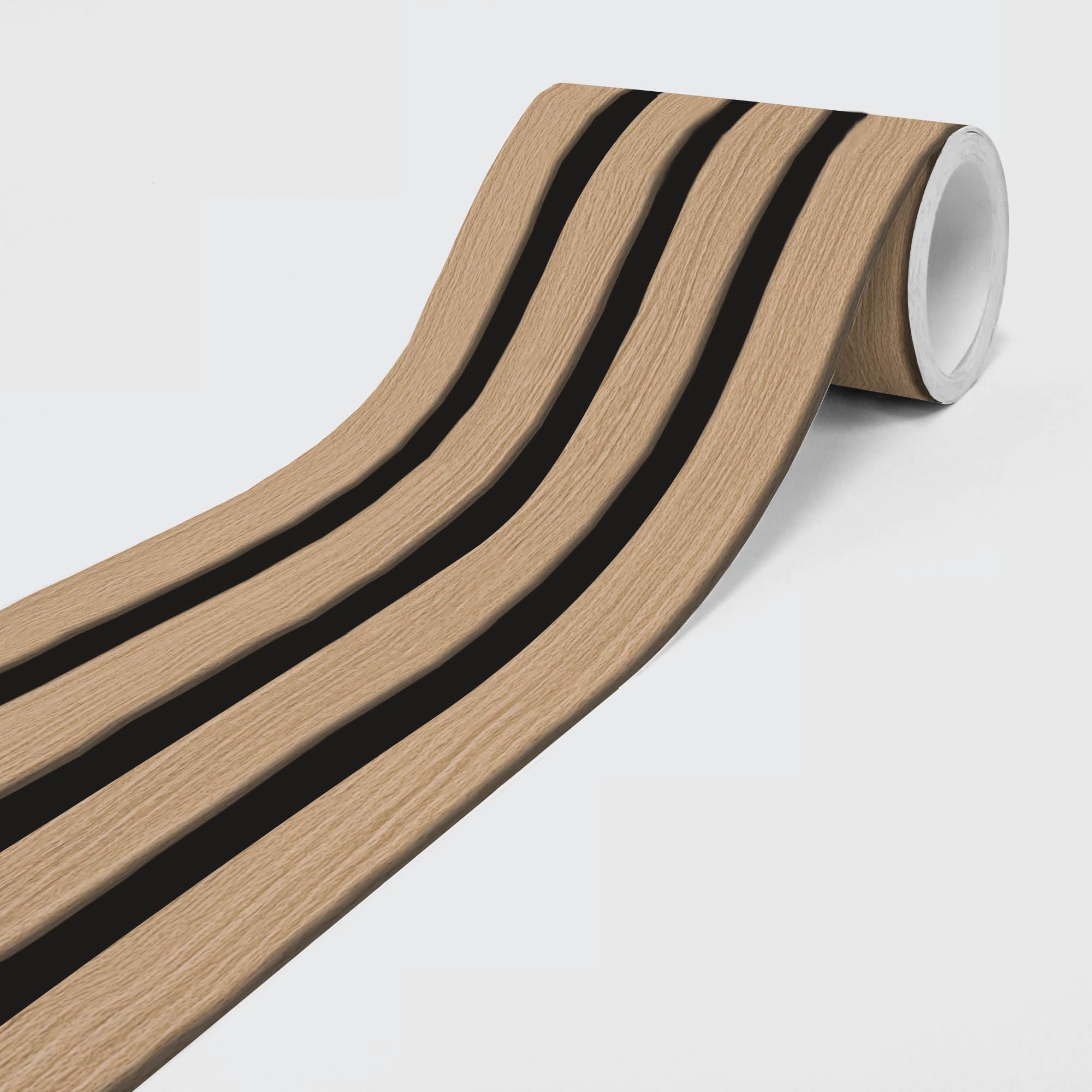 Image of Dimex Self-adhesive Wallpaper Border Black Wood Slats, Non-woven Fabric, Shapes & Stripes Style, 5 M X 15 Cm