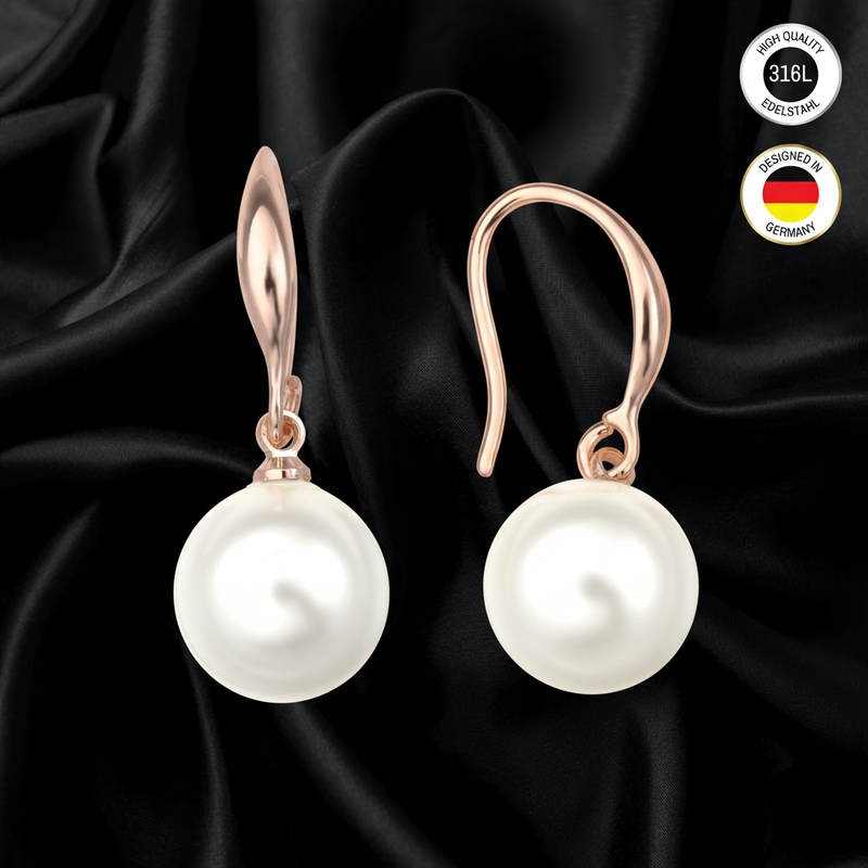 Women's Earrings - Rose Golden Colored - With - Waterproof