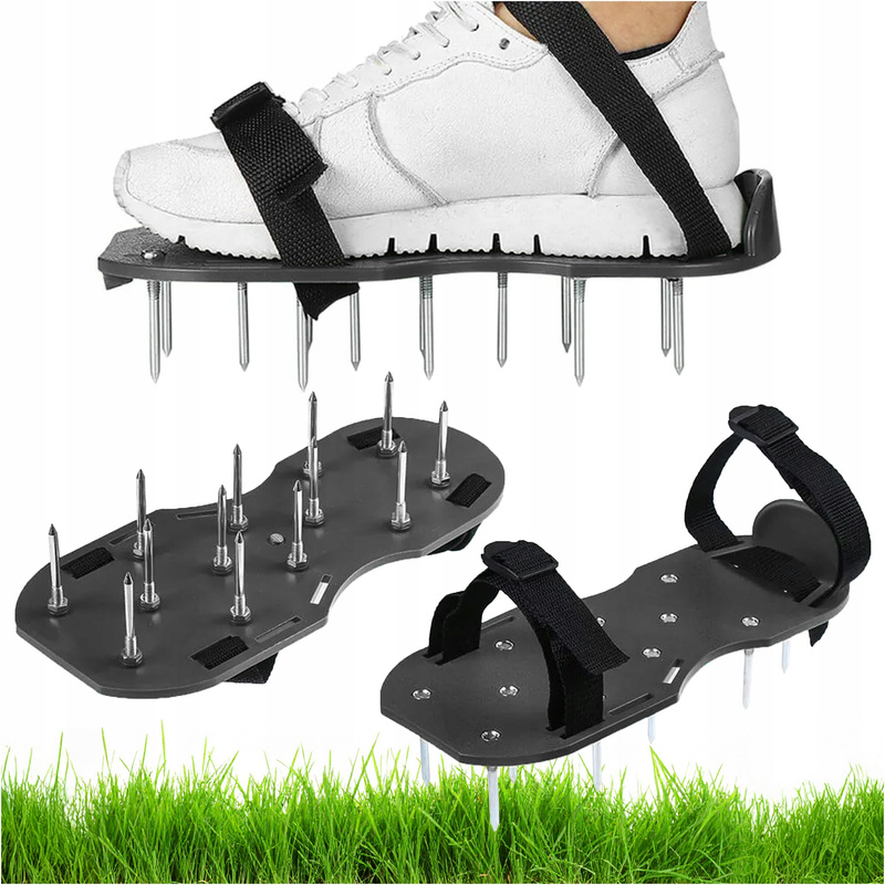TEMU Garden Aerator Shoe Attachments With Spikes, Lawn Aerator, 2 Straps, Universal Fit, Improves Soil Aeration, Supports Grass Growth, Green And