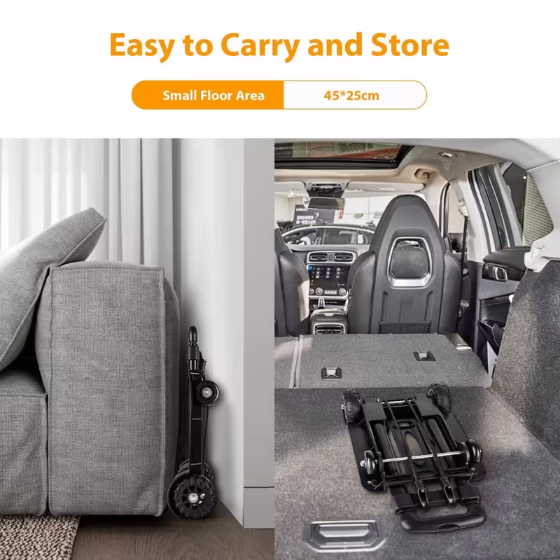 folding hand truck 75kg 4 wheel luggage sack trolley lightweight alloy with 2 elastic ropes for shopping details 8