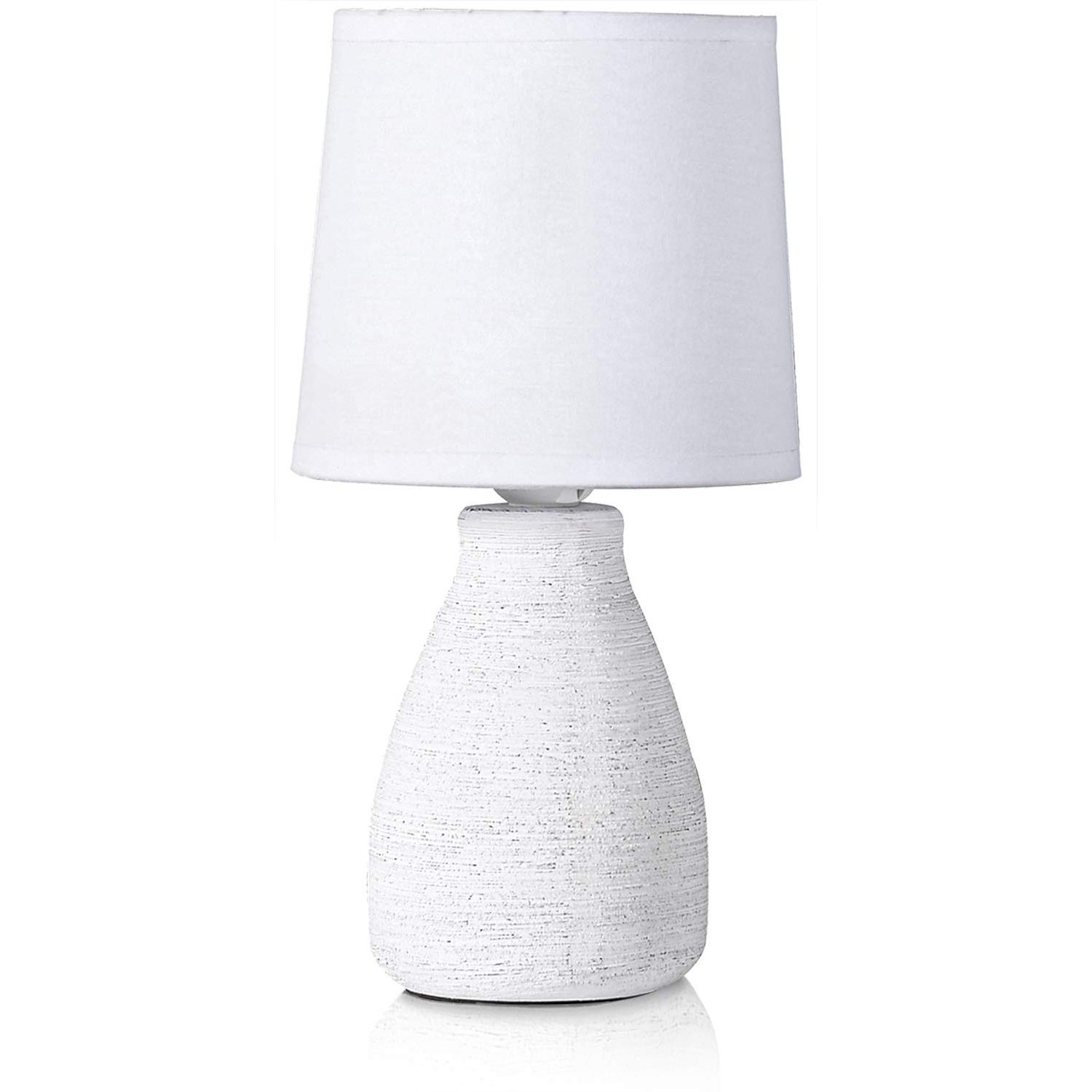 Image of Brubaker Table Lamp Night Table Lamp - 28 Cm - White - Ceramic Lamp Base - Shade - Country House Shabby Chic (light Bulb Not Included)