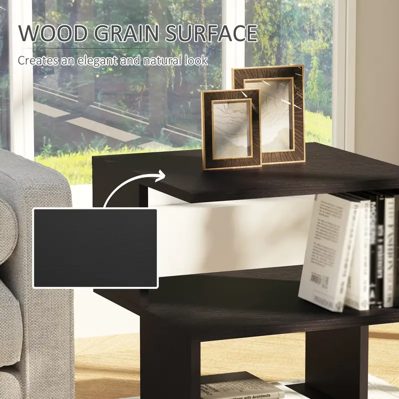 side table table modern end table with 2 tier storage shelves for living room bedroom details 2