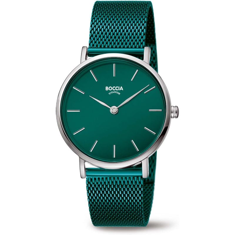 Women's Analogue Watch with Stainless Steel Strap, Green Dial, 32mm Case, 3 Bar Water Resistance, Elegant Timepiece