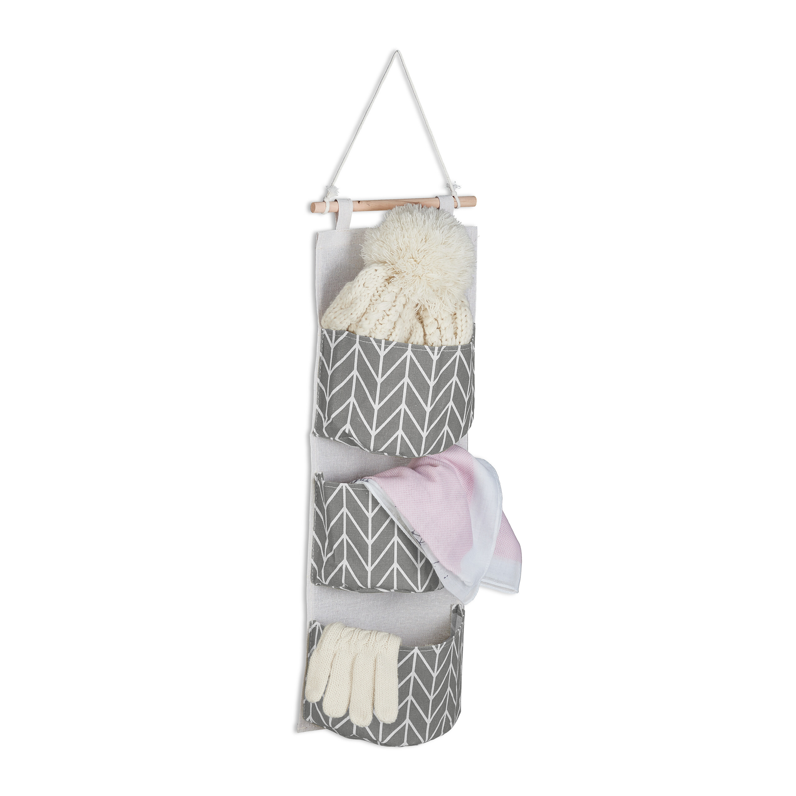 Hanging Organizer In Cream/ Grey - (w)20 X (h)74 Cm