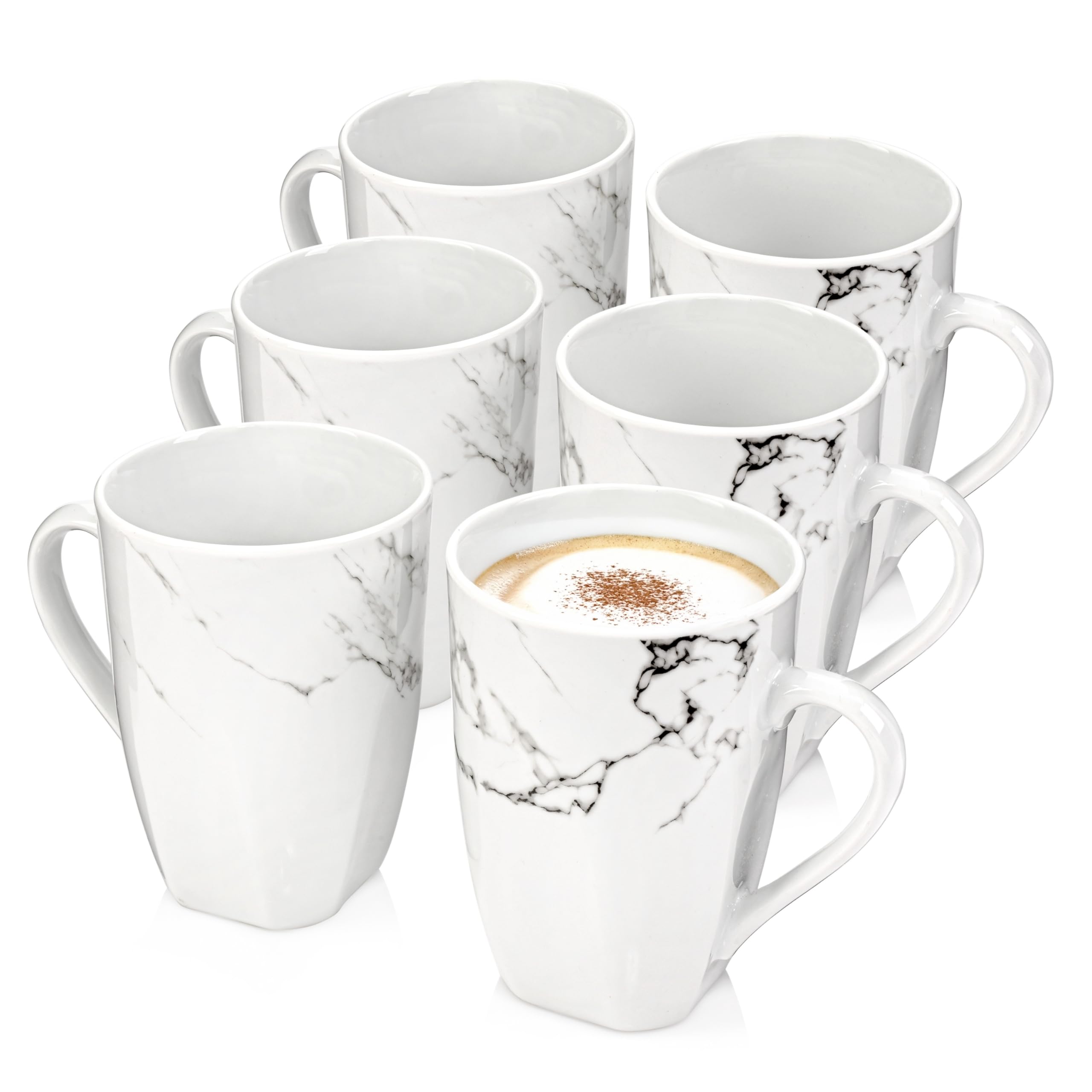 Image of Sänger Coffee Mug Set Bilgola Marble 6-piece Porcelain In White |