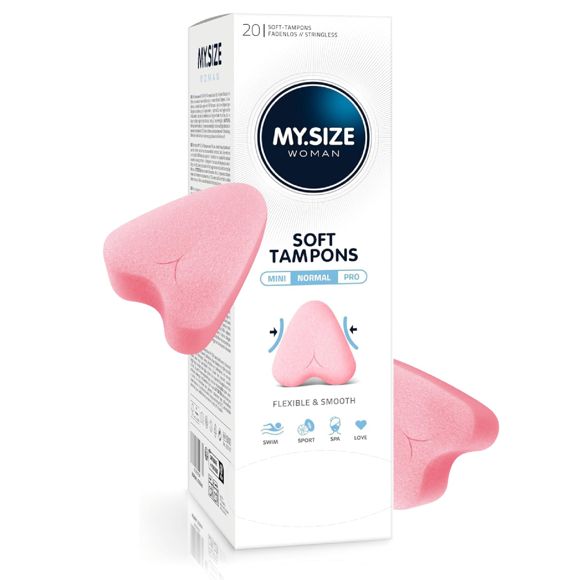 Image of My.size Woman Soft Tampons Normal, 20pcs, Tampons For Sports, Love, And Spa