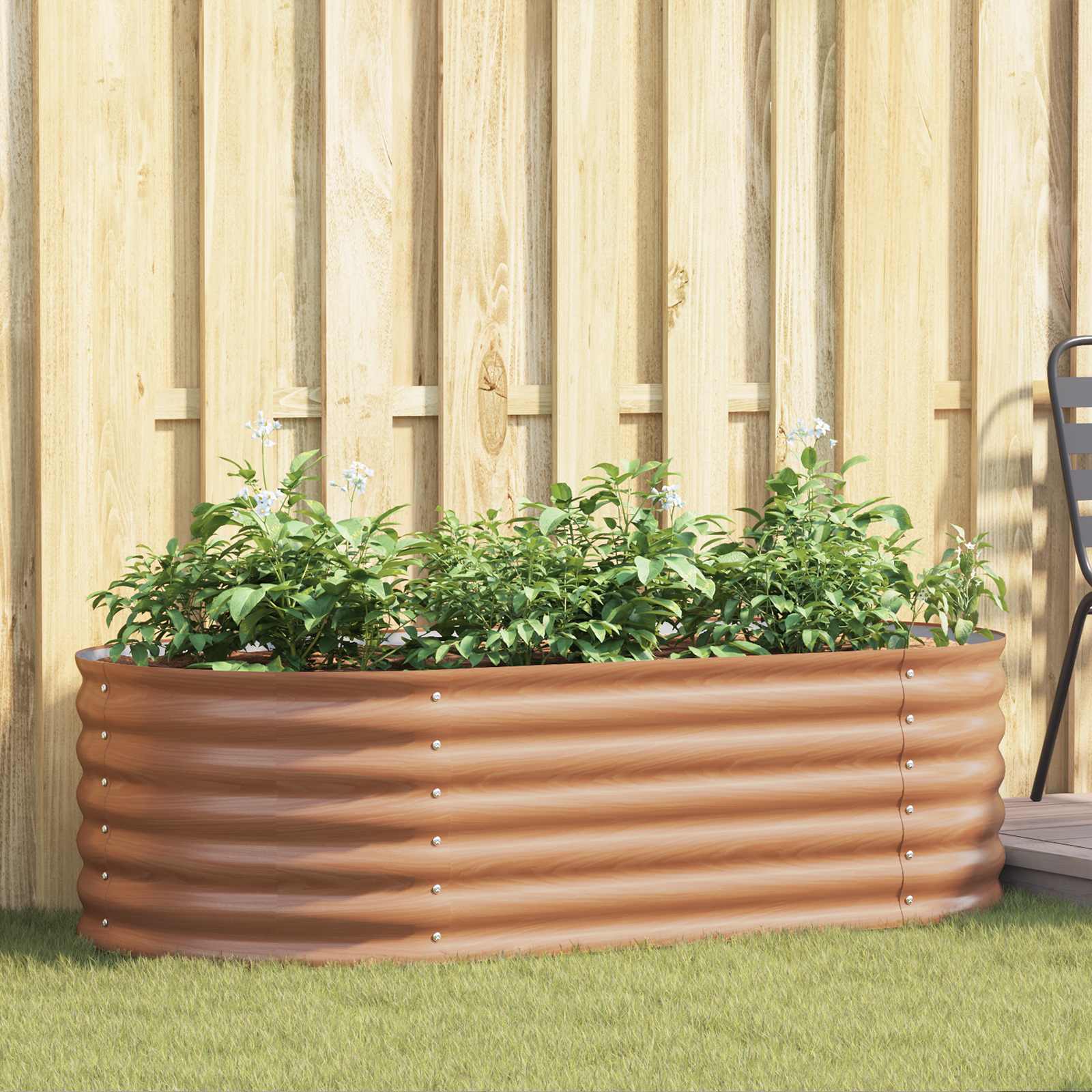 Image of High Bed Brown 160 X 80 X 44 Cm Steel, Garden And Terrace Plant Pot Made Of Steel, Durable, Modern, For Flowers And Plants