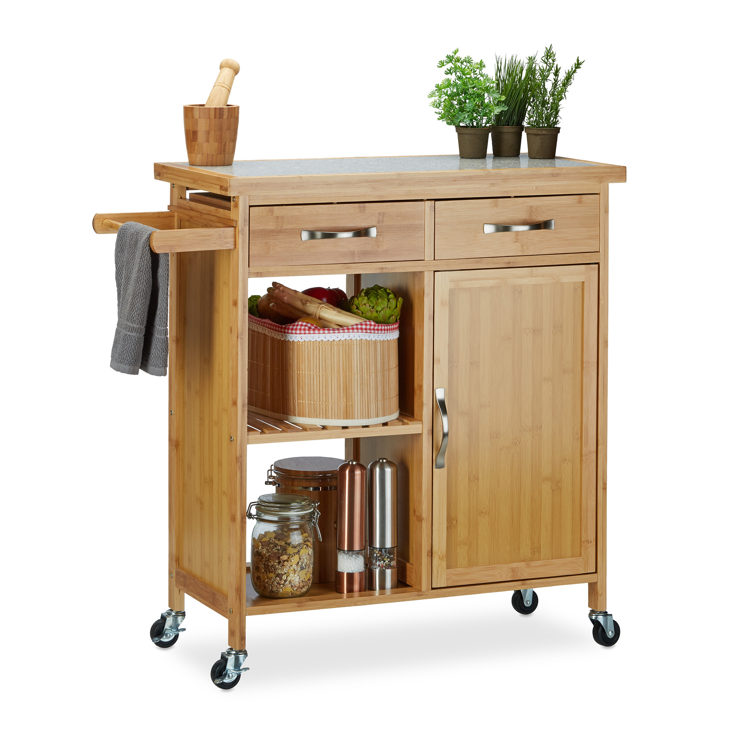 Kitchen Cart In Natural - (w)89.5 X (h)85.5 X (d)36 Cm