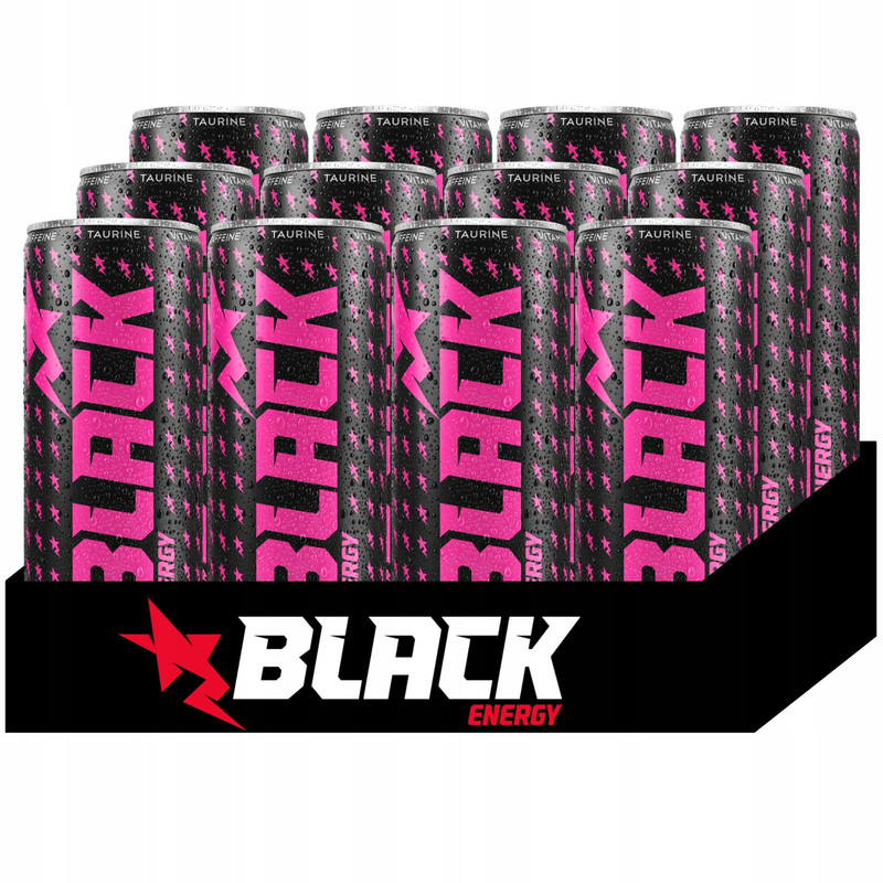 Black Energy Wild Strawberry Carbonated Energy Drink 250 Ml X 12pcs