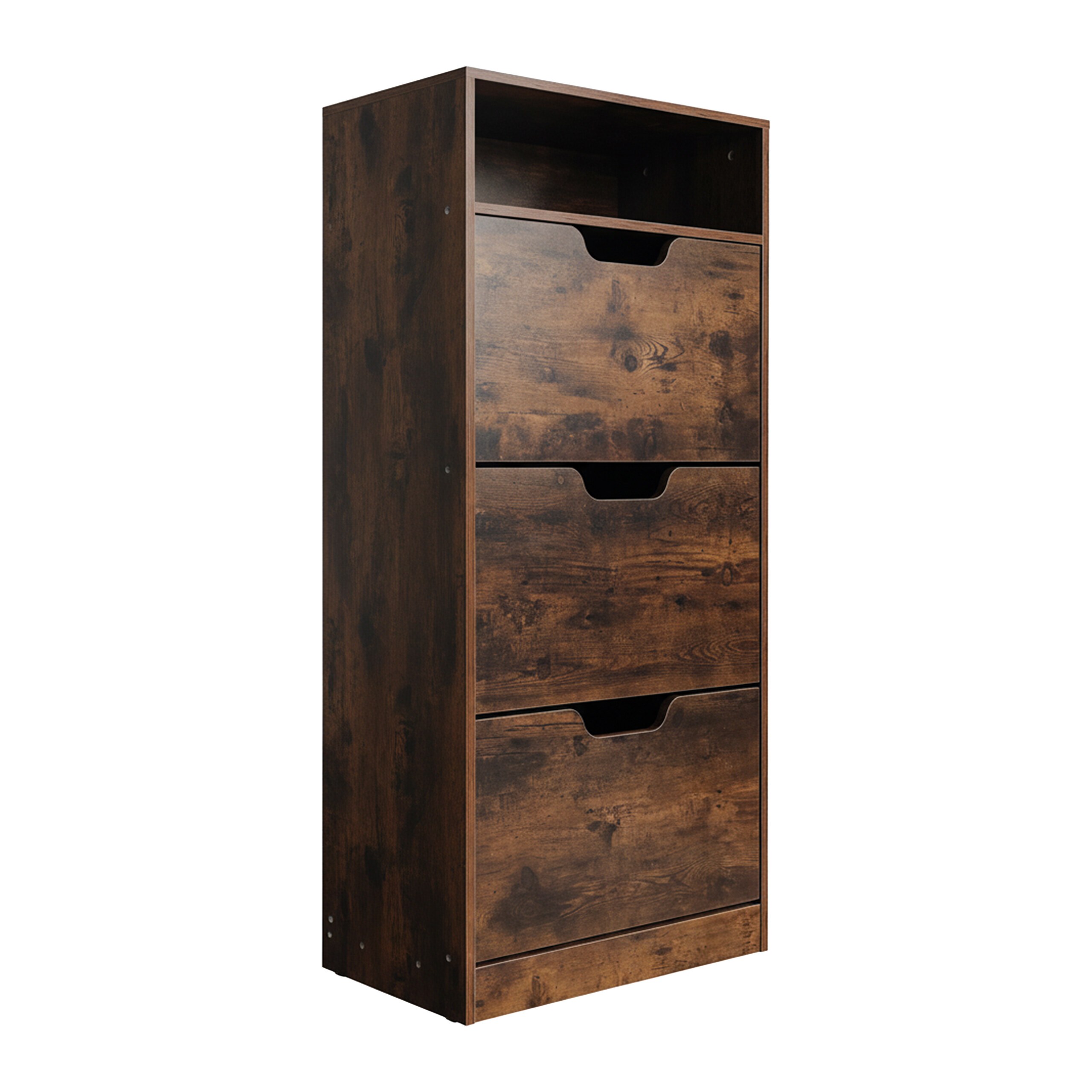 TEMU Scarpiera Industrial, 60 cm, 3 ante ribaltabili, per 14 di scarpe, , 140 x 60 x 24 cm, legno composito , marrone, ripiano , per corridoio, e