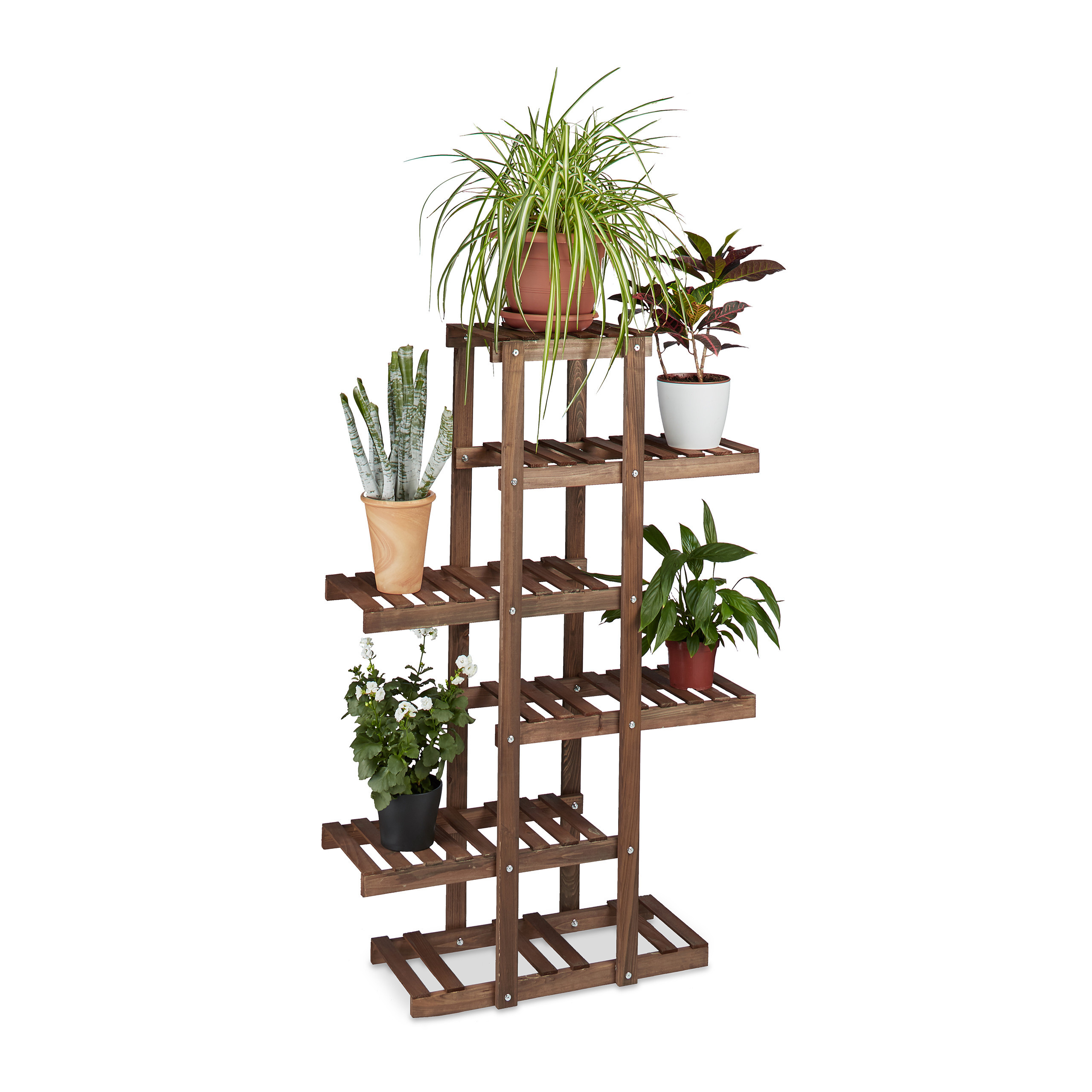 Flower Stand In Dark Brown - (w)81 X (h)125 X (d)25 Cm