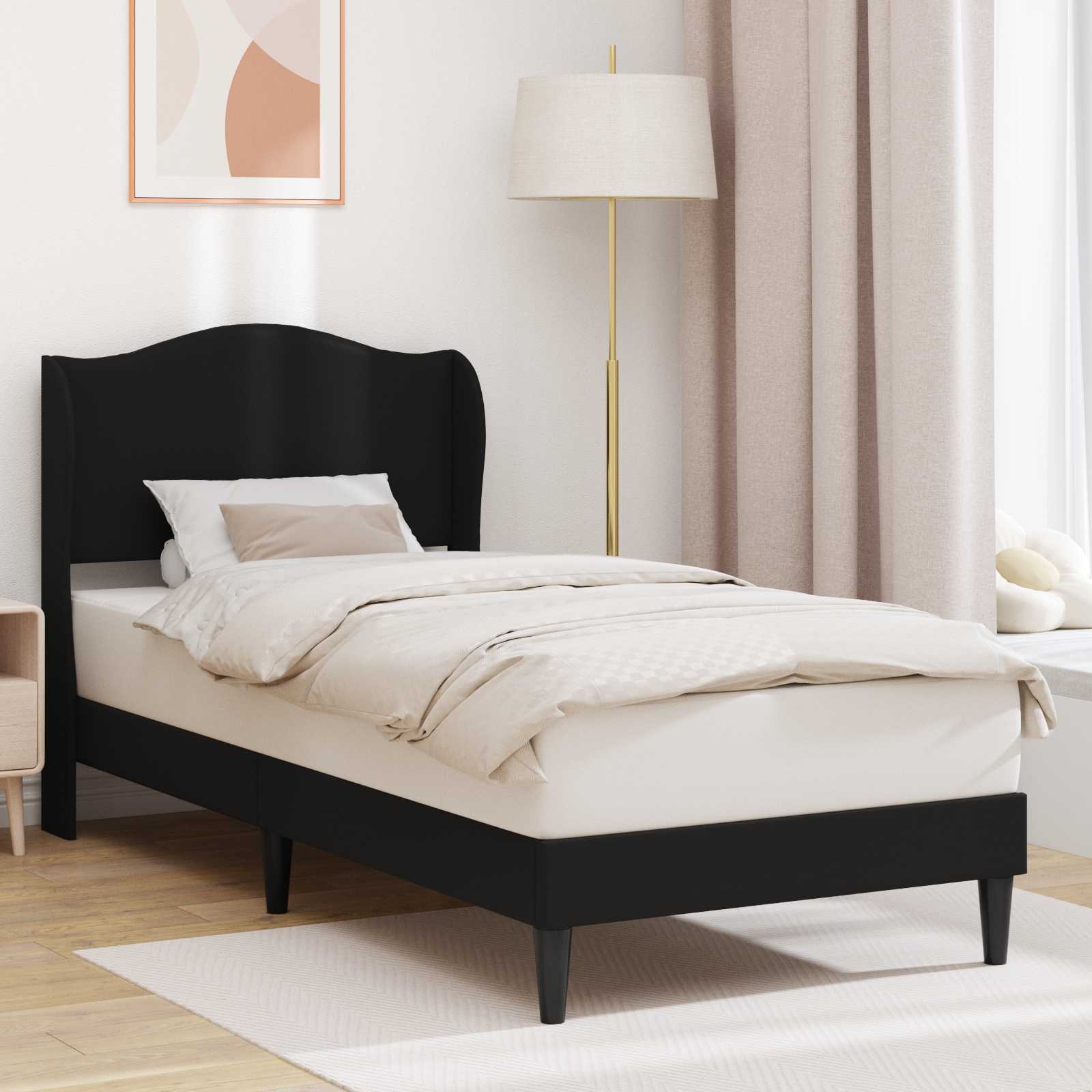 Image of Vidaxl Bed Frames Bedroom Furniture Modern Beds Modern Bed Frame Rectangular Bed Home Sleeper Bed Indoor Bed Frame Stylish Bedroom Furniture Faux Leather Bed Minimalist Bed Frame