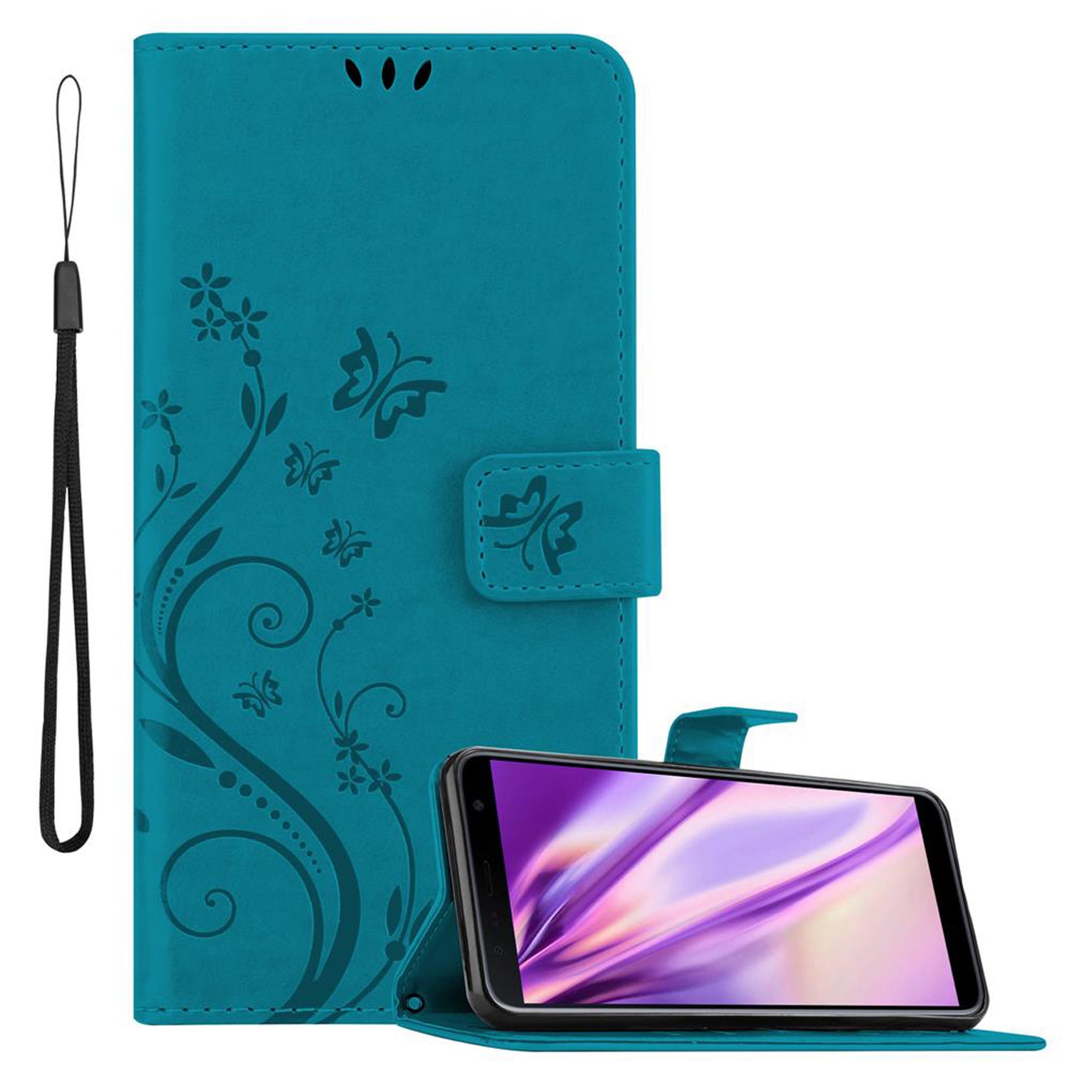 Image of Case Compatible For Galaxy J4 Plus Protective Cover In With Magnetic Closure, Stand Function And Card Slots Flip Case Flower Cover Case Mobile Phone Flip Case Book Bag