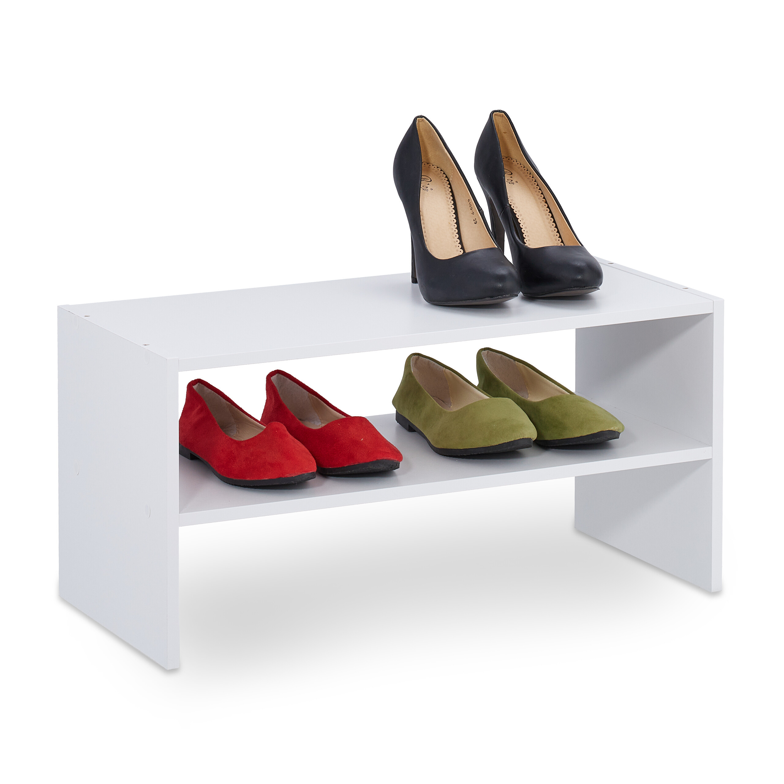 TEMU Shoe Rack 2 Shelves, For 4 Pairs Of Shoes, X 60 X Cm, Chipboard, White, Stackable, Space-saving Open For Entry, Bedroom And Under The Stairs,