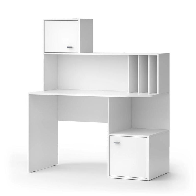 Image of White Desk 115 X 55 Cm With 2 Doors, Office Desk With Storage, Work Desk For Office, Computer Desk With Shelf, Pc Desk, Particle Board, 16 Mm, Home Office