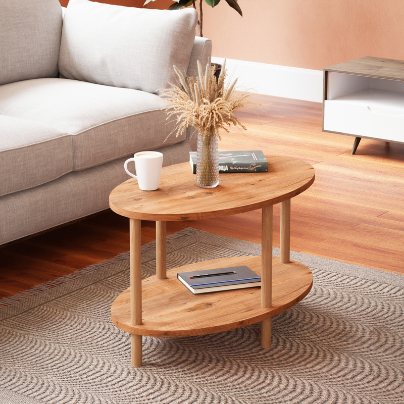 E-shop Couchtisch Højreby mit unterer Ablage Wohnzimmertisch Kaffeetisch 43 x 70 x 44 cm Sofatisch Oval Beistelltisch in verschiedenen Farben