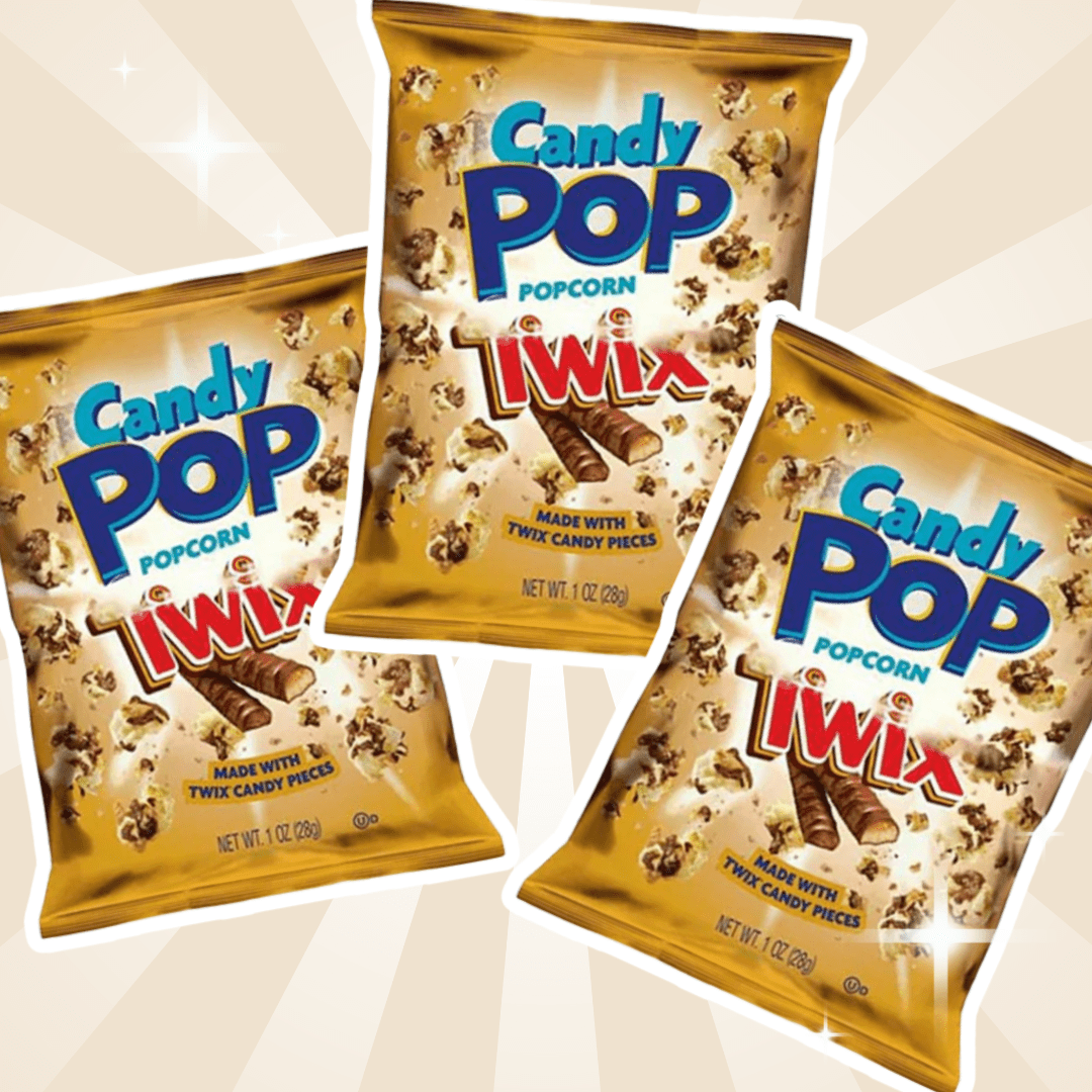 3X Candy Pop Twix Popcorn - 3X 28G - Krispiga Choklad Caramel Snacks