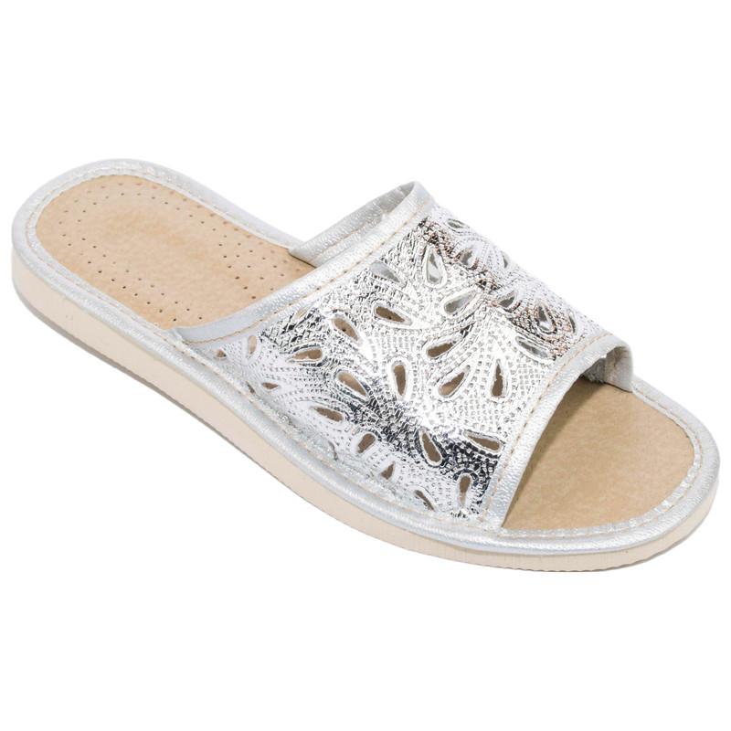 Image of Silver Women's Slippers, Comfortable House Slippers, Women's Flip-flops - Size 138