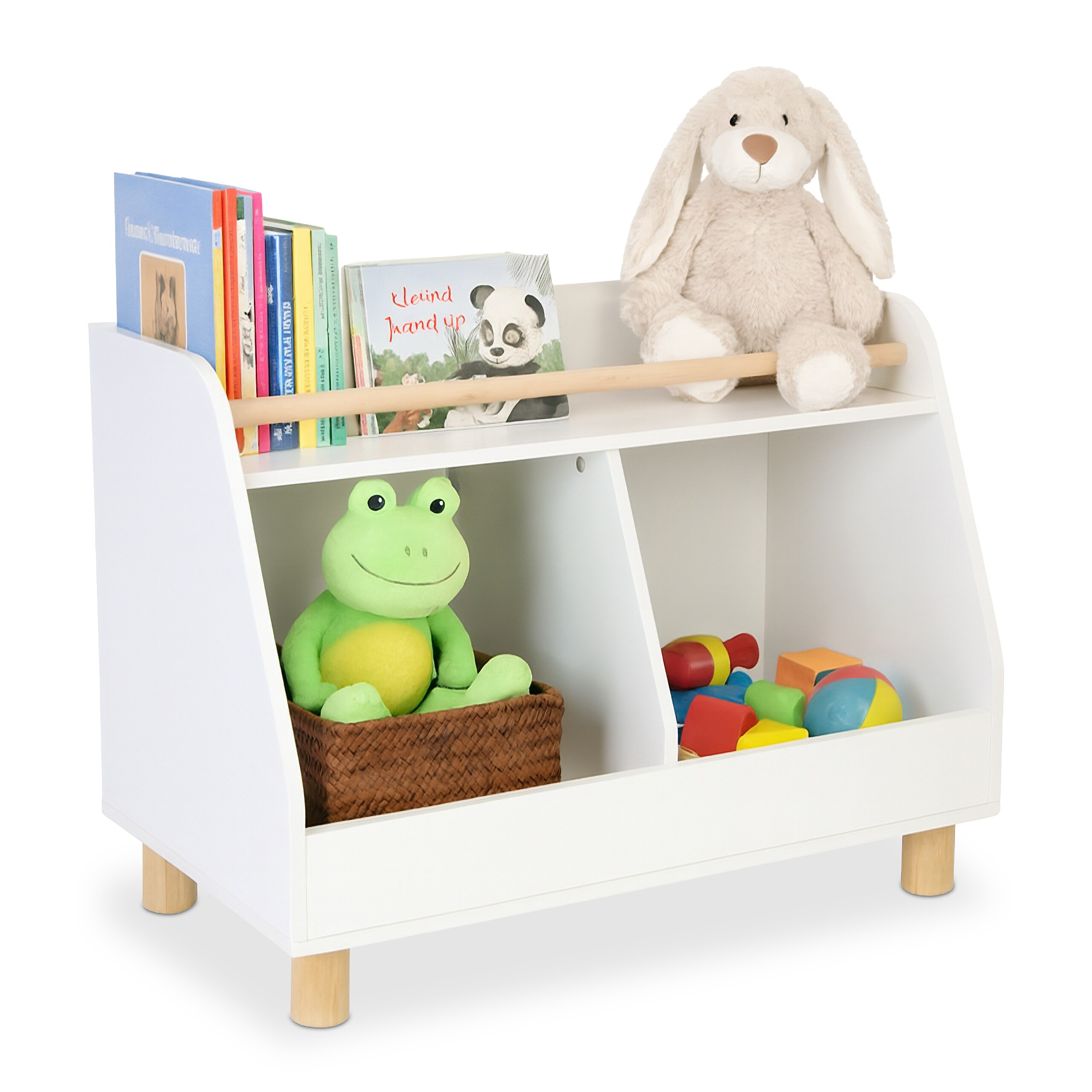 Kids' Shelf In White/natural - (w) 72 X (h) 52 X (d) 38 Cm